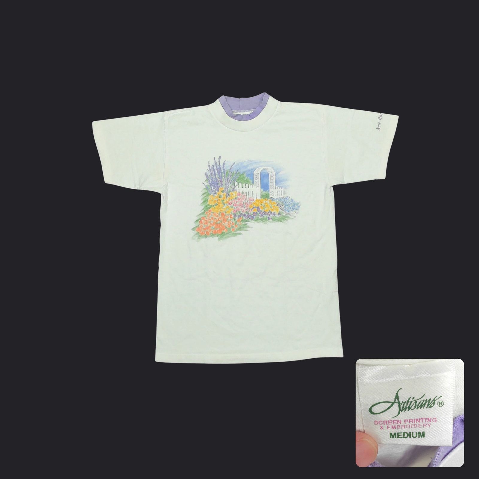Vintage VTG 1997 Artisans Single Stitch Floral Garden Tee (19x28) Size M / US 6-8 / IT 42-44 - 1 Thumbnail