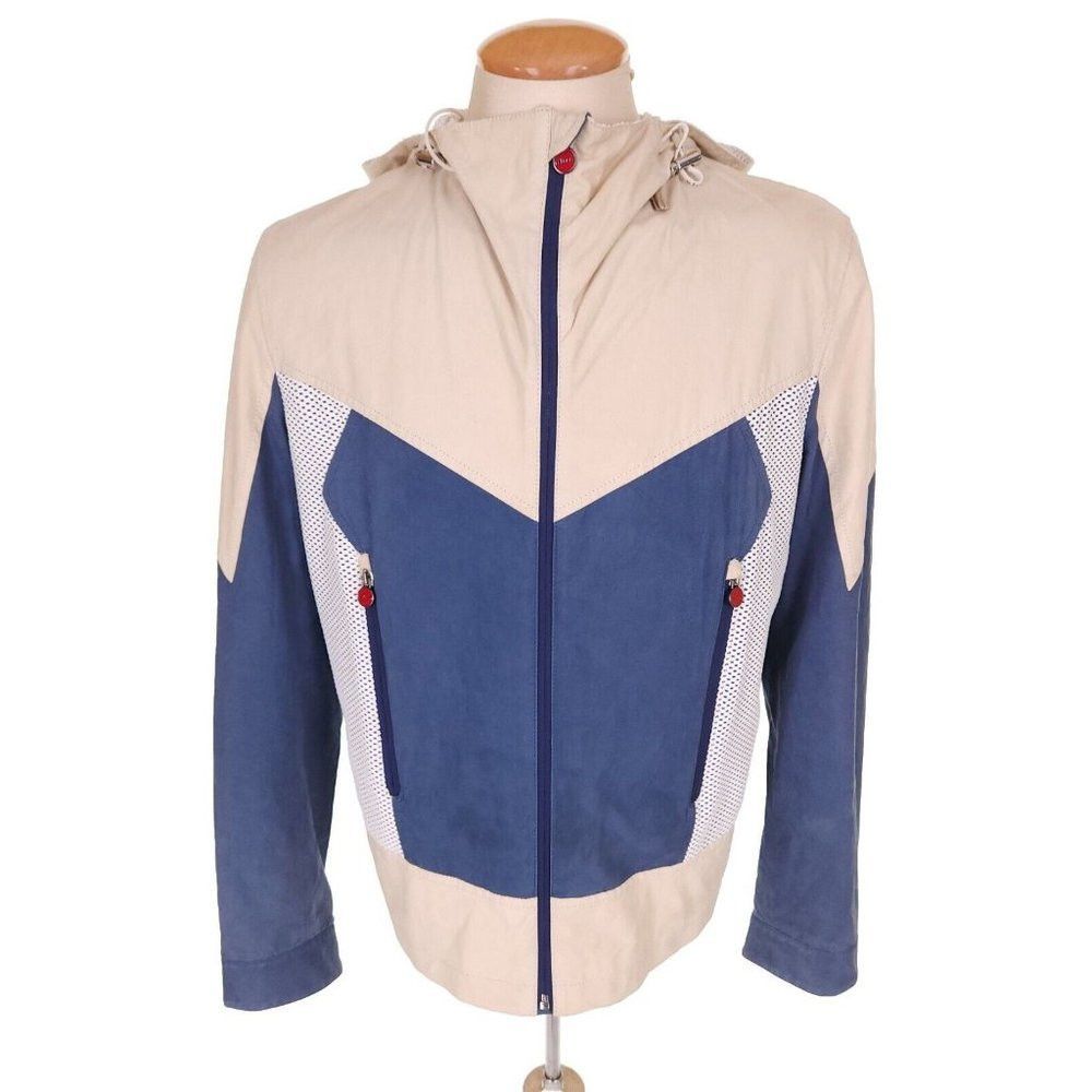 image of Kiton Napoli Lambskin Leather Bomber Jacket 50 M Mens in Blue (Size Medium)
