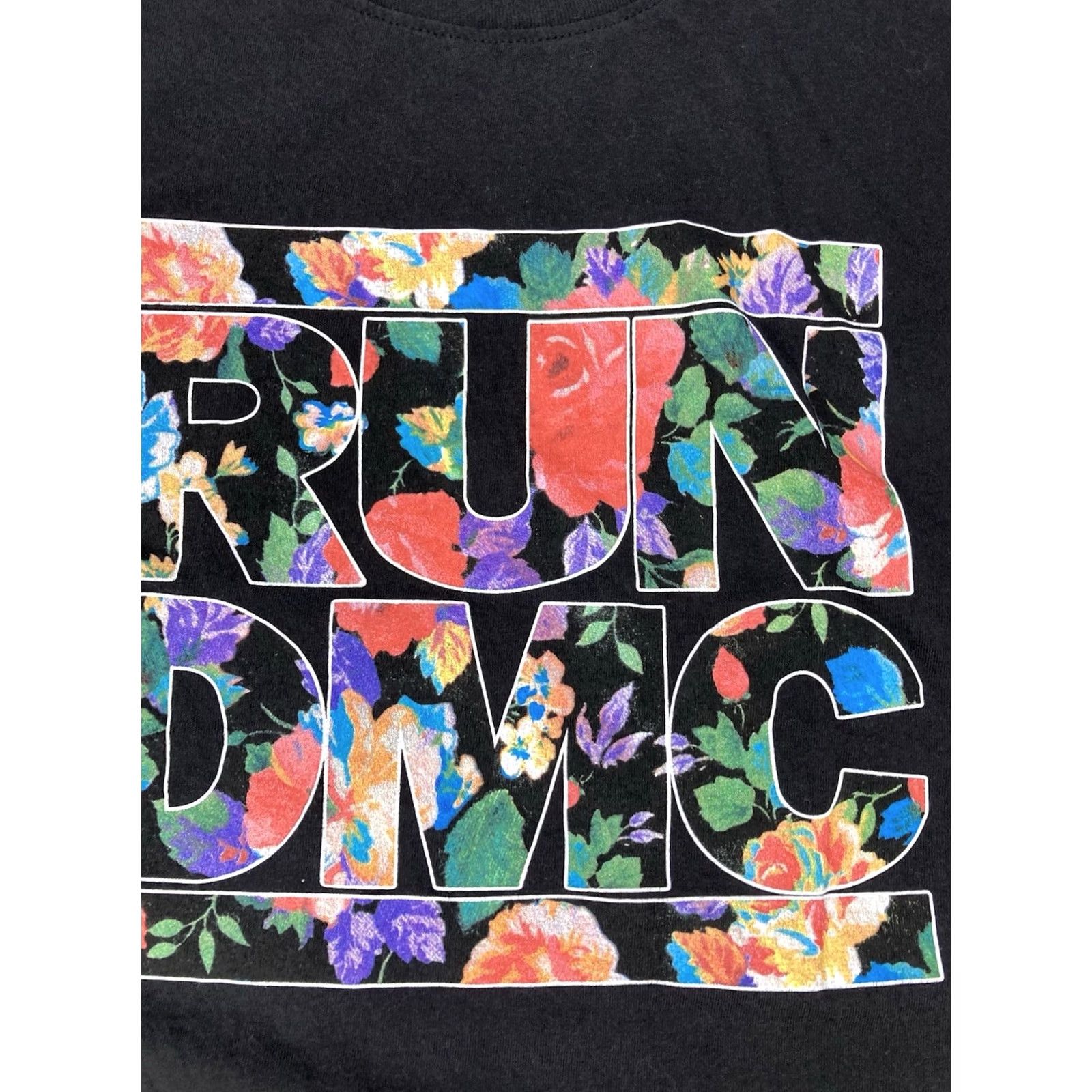Logo 7 RUN DMC T-Shirt Women XL Black Logo Floral Short Sleeve Crew Neck Crew Neck Logo Hip Hop Music T-Shirt Size XL / US 12-14 / IT 48-50 - 2 Thumbnail