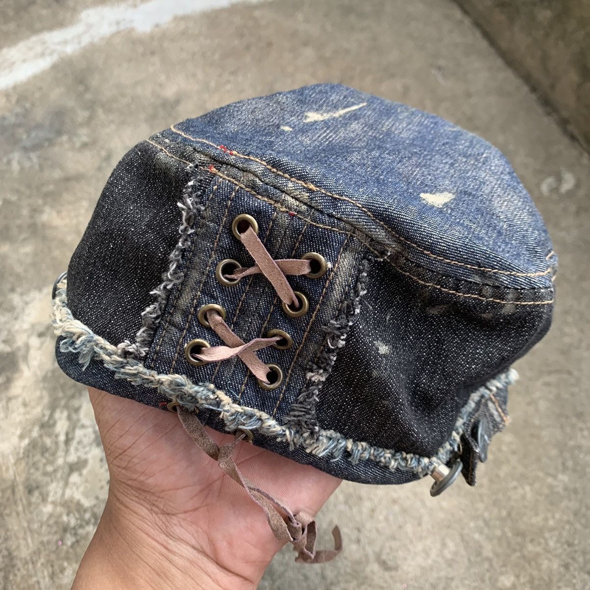 If Six Was Nine × Japanese Brand Y2K Japanase Faded Distressed Shoelace Cap Size ONE SIZE - 2 Thumbnail