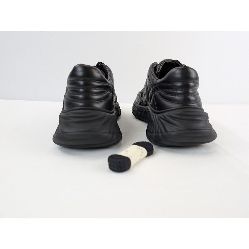 Gucci o1rshd1 Ripple Leather Sneakers in Black Size US 11.5 / EU 44-45 - 11 Thumbnail