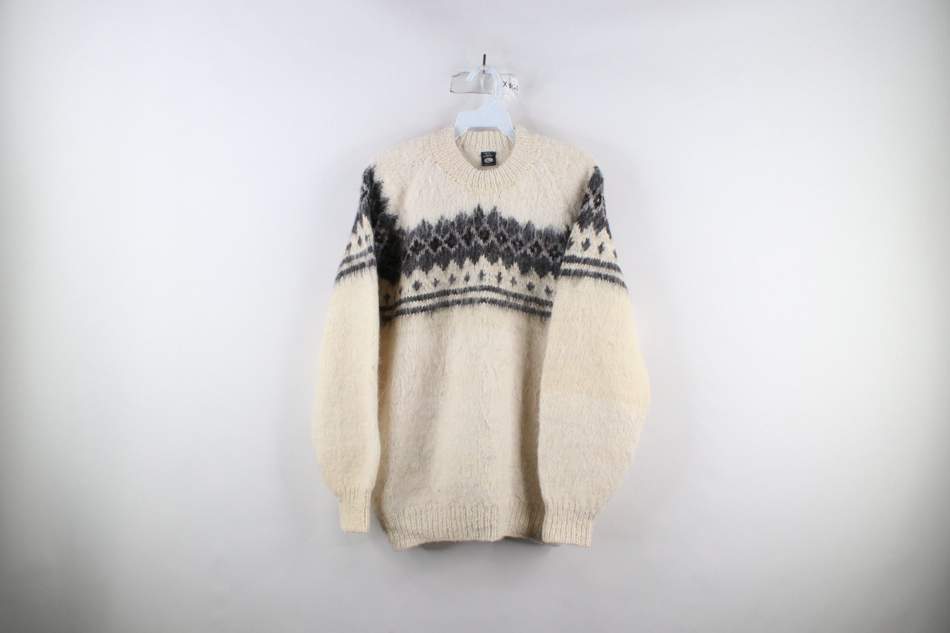 image of Vintage 60S 70's Streetwear Alpaca Wool Knit Crewneck Sweater in Ivory, Men's (Size Large)