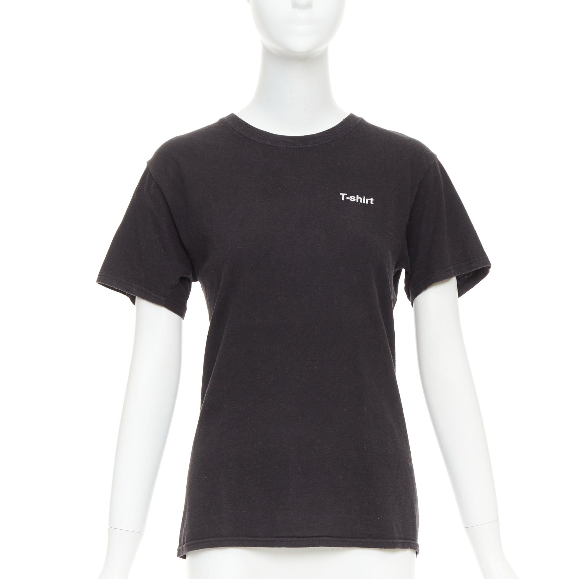 Vetements VETEMENTS 2017 black cotton white fonts explanation crew neck T-shirt Size S / US 4 / IT 40 - 1 Thumbnail