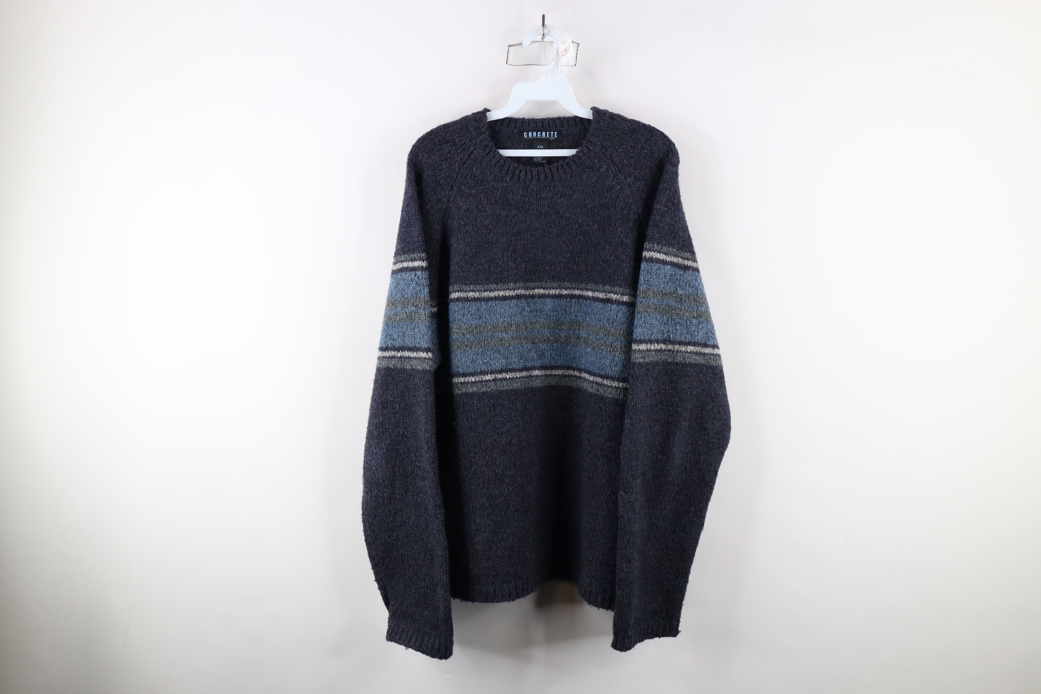 Vintage Vintage 90s Streetwear Chunky Wool Blend Knit Sweater Blue Size US XXL / EU 58 / 5 - 1 Thumbnail