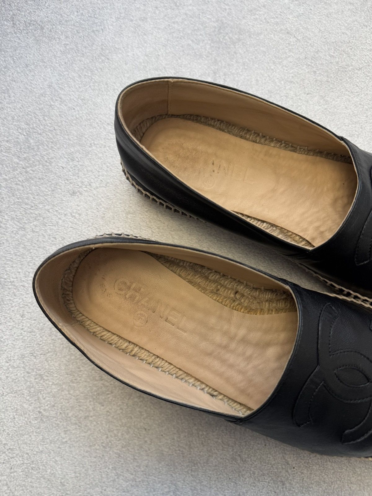 Chanel Vintage Chanel Espadrilles Black Leather slip on 40size Size US 8.5 / IT 38.5 - 15 Thumbnail