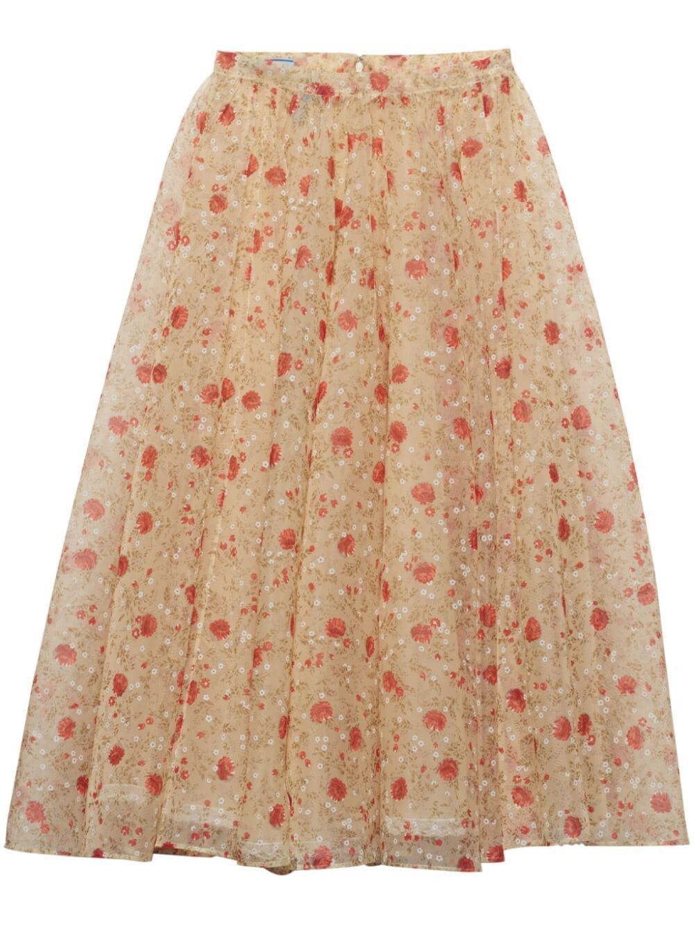 Prada GONNA NYLONETTE STAMPA PAPAVERO Size 28" / US 6 / IT 42 - 1 Thumbnail