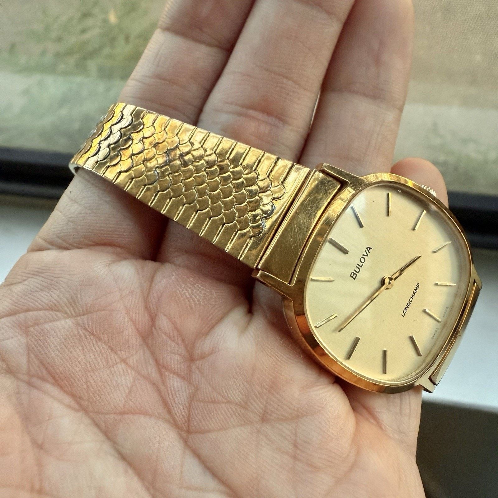 Bulova × Vintage Vintage Bulova Longchamp Swiss Watch Gold Tone Snake Scale Size ONE SIZE - 7 Thumbnail
