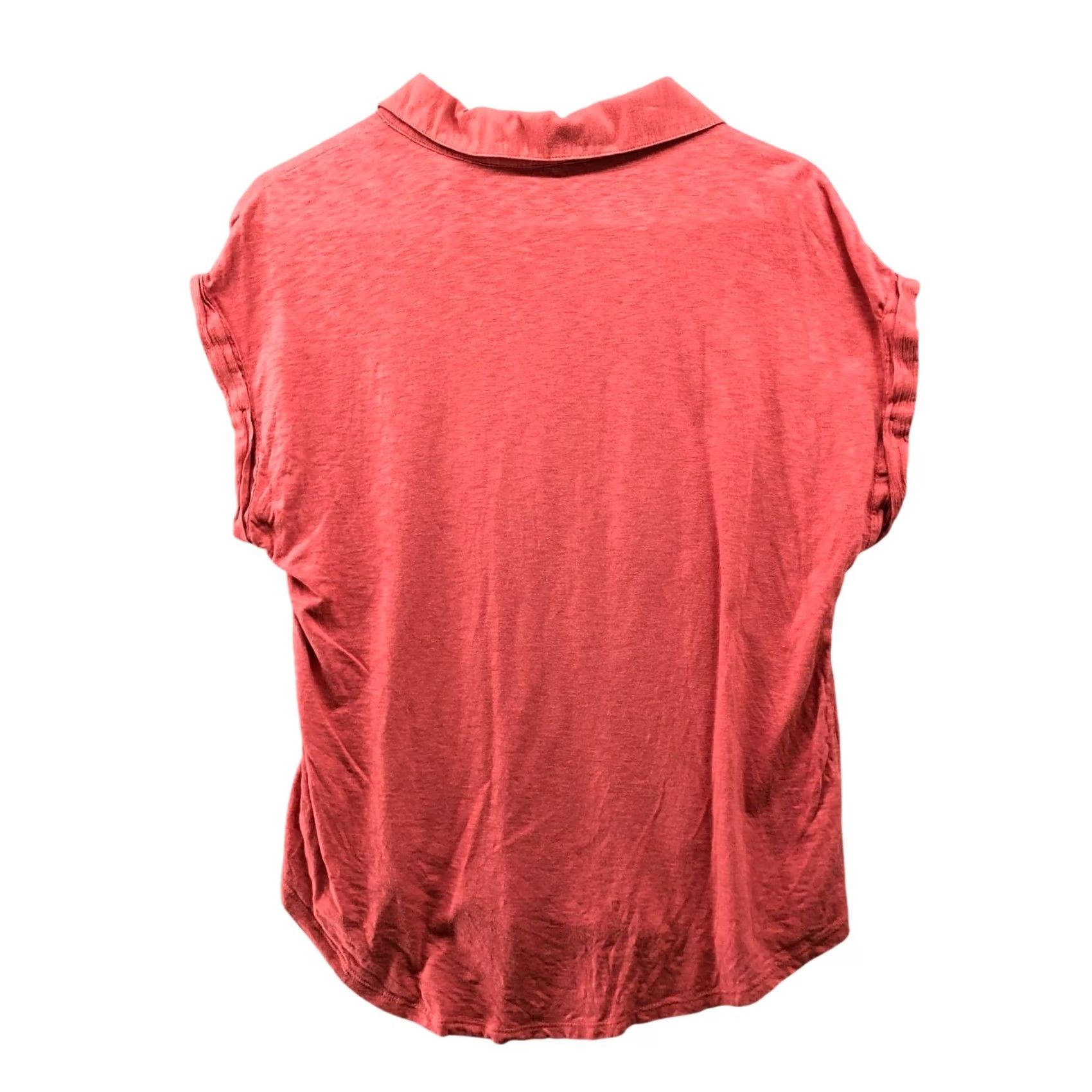 Lucky Brand Lucky Brand Popover Top Womens M Short Sleeve Coral Collared Lightweight Shirt Blouse Casual Slim Relaxed Size M / US 6-8 / IT 42-44 - 2 Thumbnail