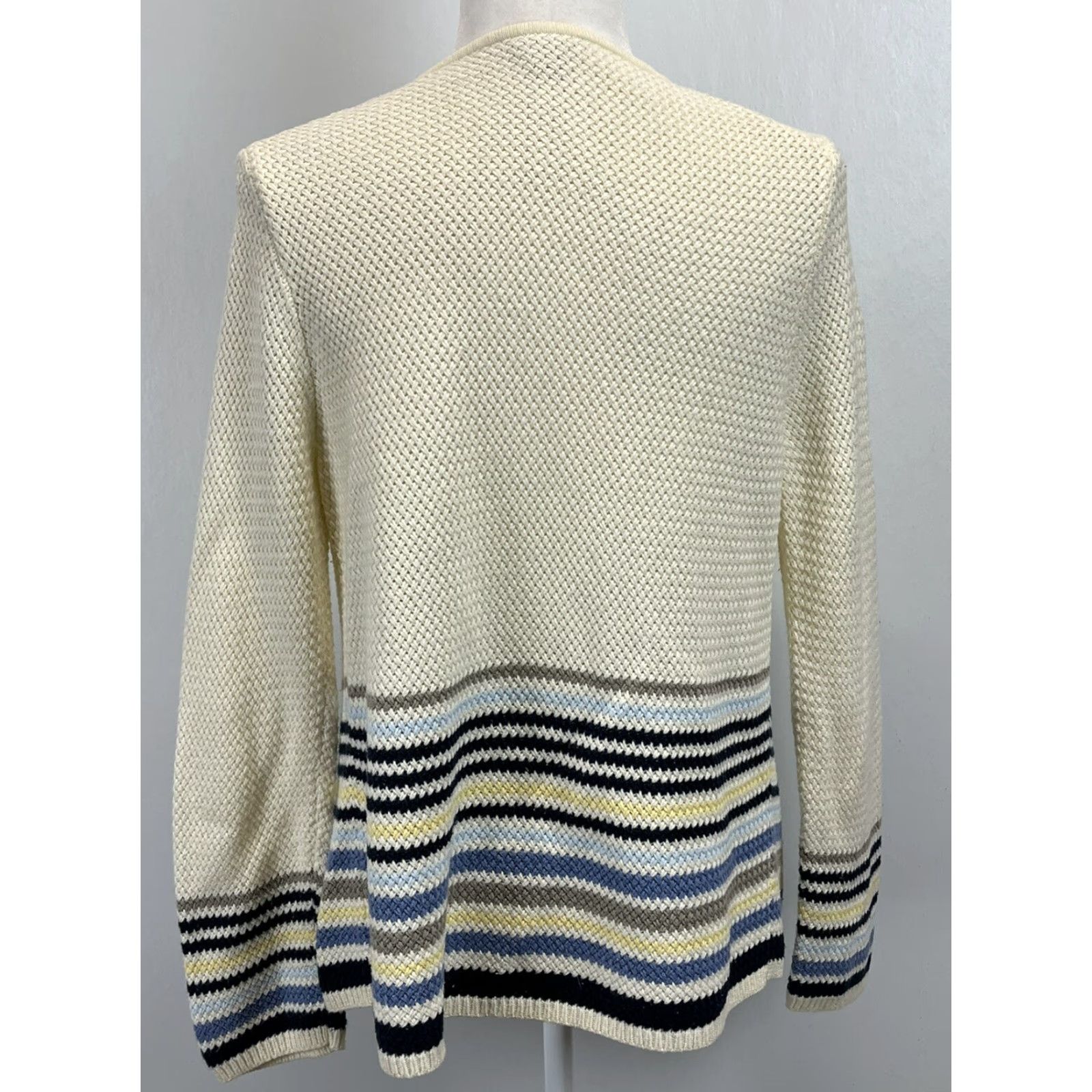 J. Jill J. Jill Ivory Open Front Waterfall Knit Cardigan Sweater Sz M VGUC Size M / US 6-8 / IT 42-44 - 3 Thumbnail