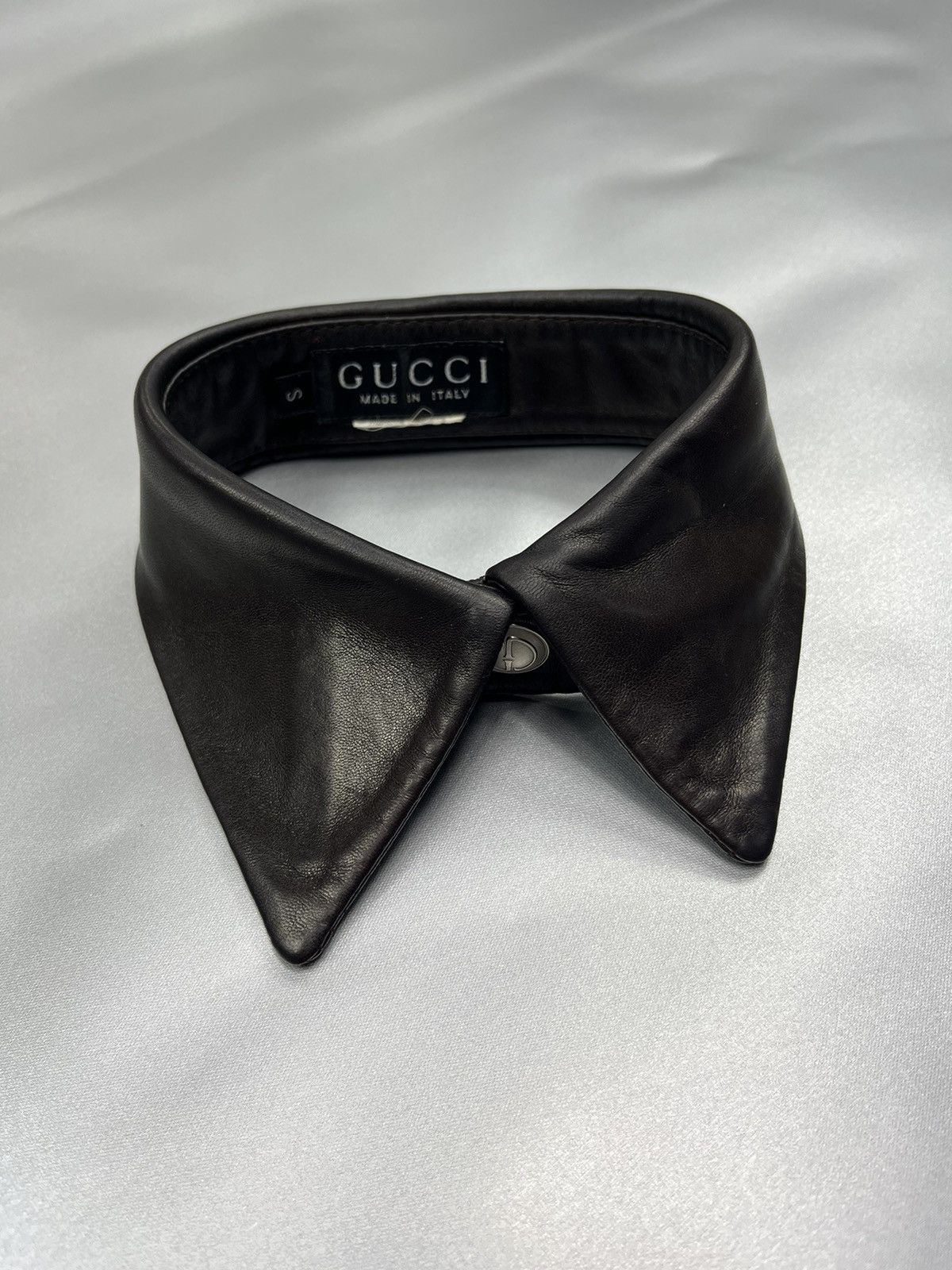 Gucci 💎90s Gucci Vintage Leather Shirt Collar Podium Size ONE SIZE - 1 Thumbnail