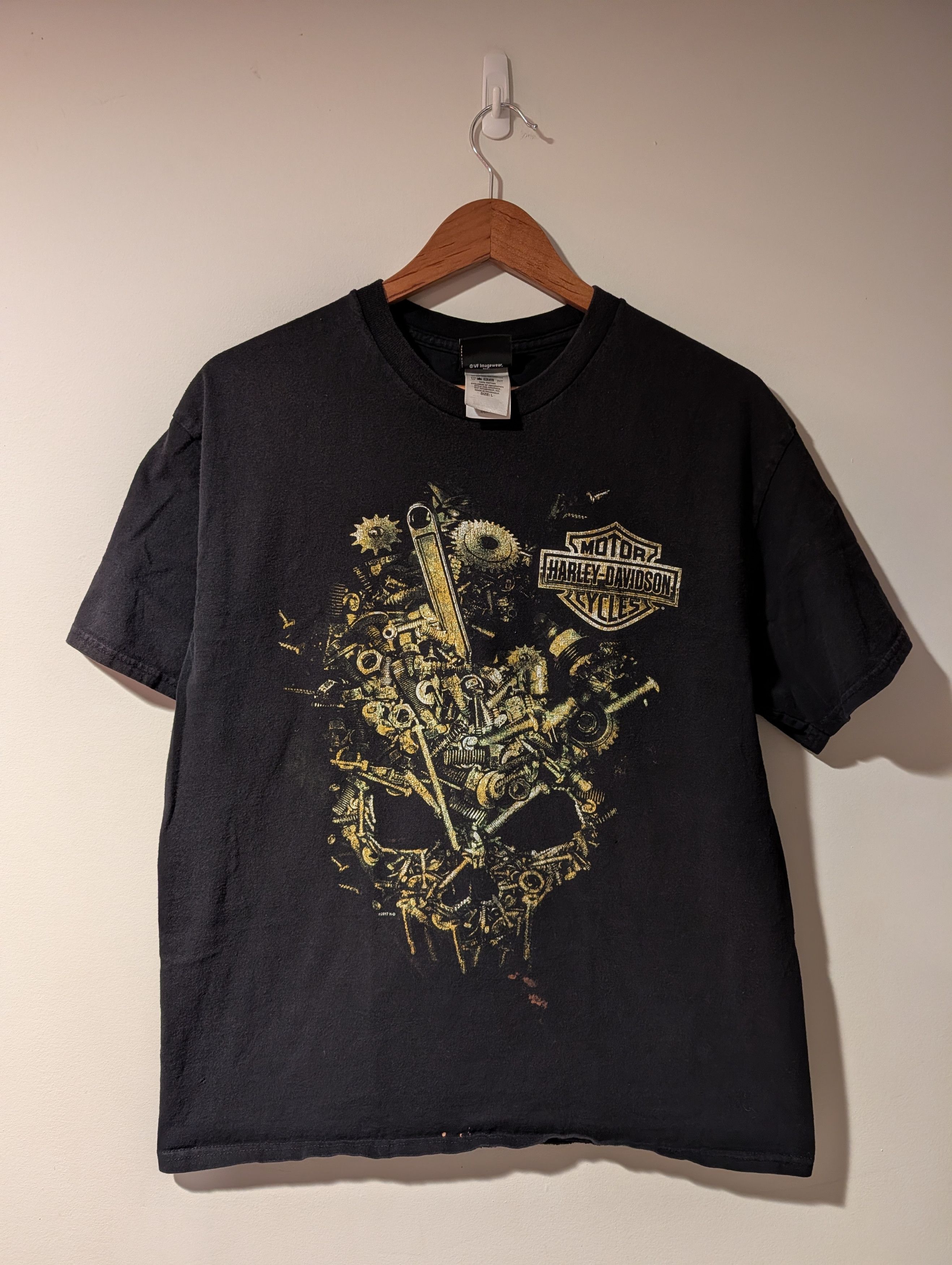 Harley Davidson Vintage Harley Davidson Rommel PA Mechanic Skull T Shirt Size US L / EU 52-54 / 3 - 1 Thumbnail