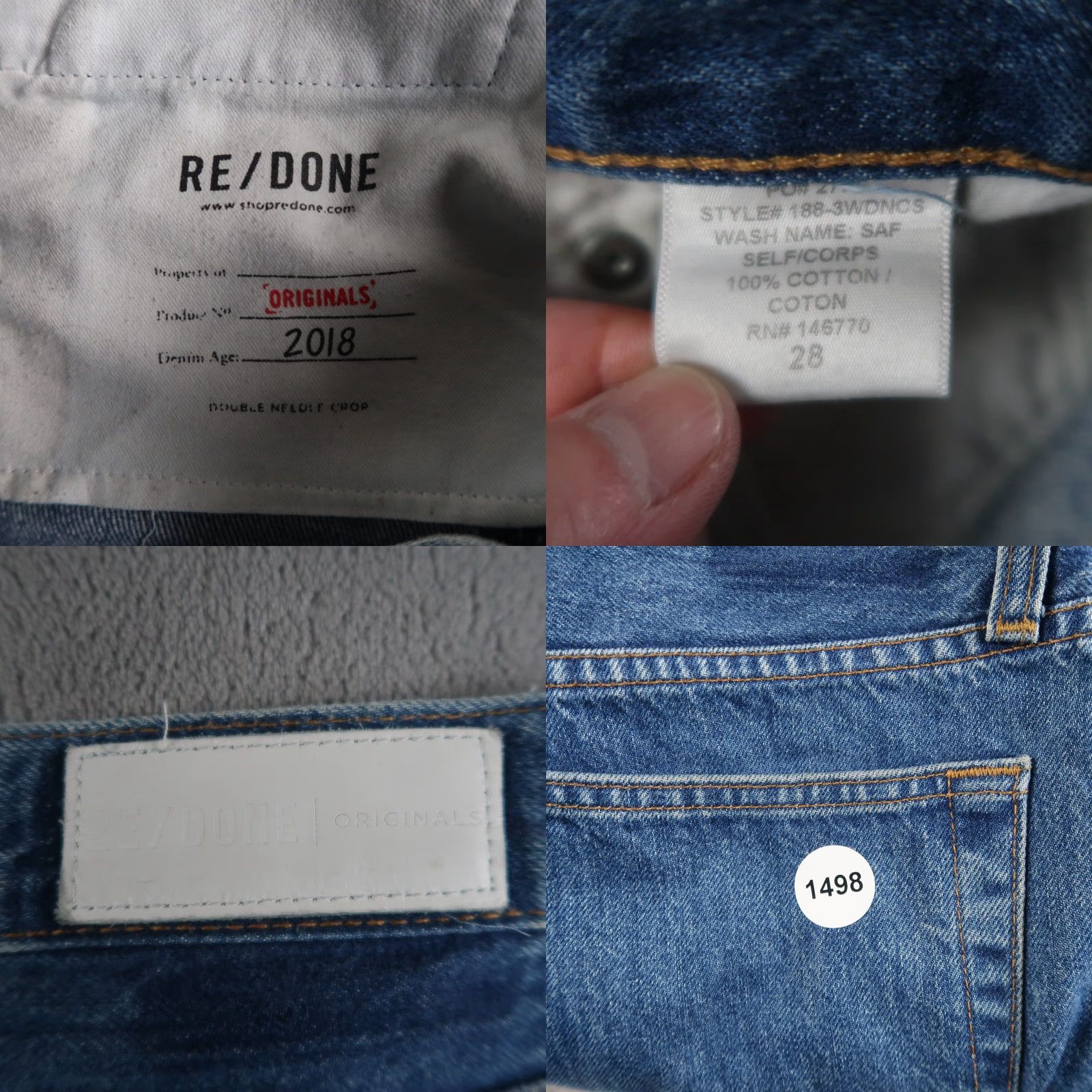 RE/DONE ReDone Originals High Rise Jeans Straight Color Blue 28 Cotton Denim 5-Pocket Design Womens June style Regular fit Adults? Size 28" / US 6 / IT 42 - 9 Thumbnail