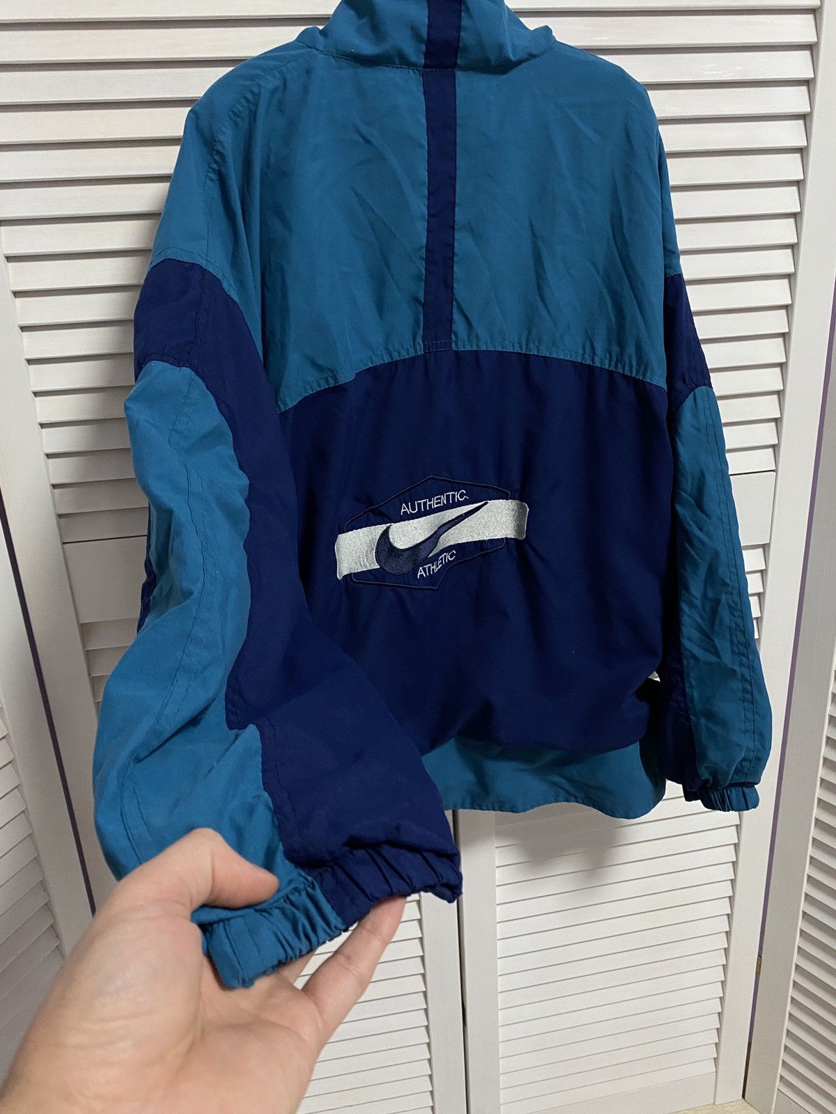 Nike × Vintage 💙 Vintage Zip Up Sweater NIKE Big Swoosh Double Logo Size US M / EU 48-50 / 2 - 5 Thumbnail