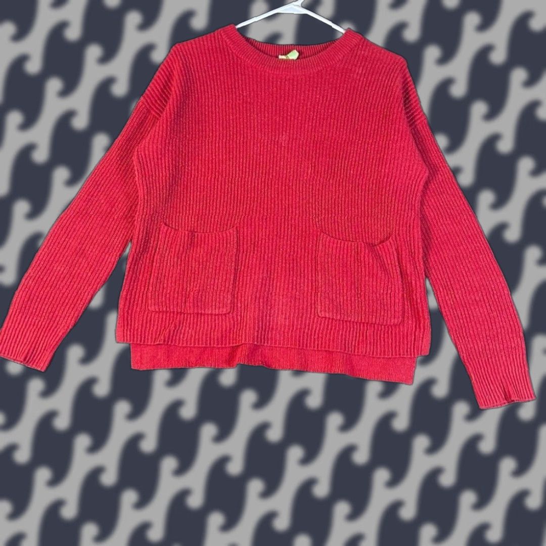 Madewell Madewell Red Ribbed Knit Crew Neck Sweater Pockets Casual Women's XS Size XS / US 0-2 / IT 36-38 - 1 Thumbnail