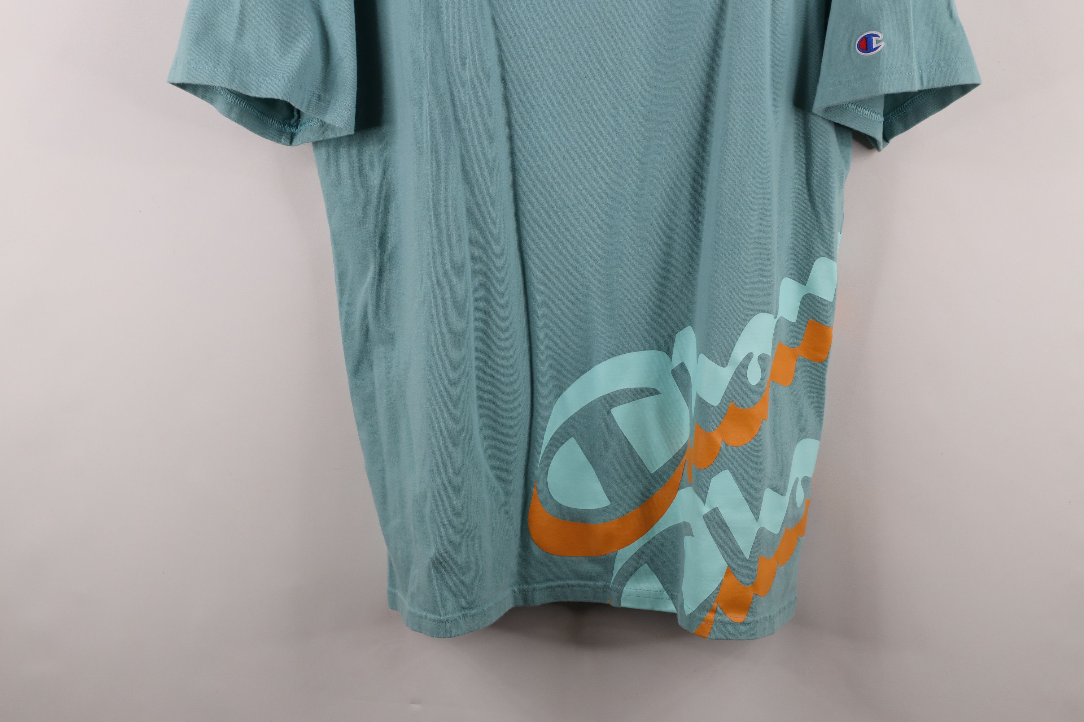 Champion × Vintage Vintage Y2K Champion Logo Jersey Knit T-Shirt Blue Cotton Size US XL / EU 56 / 4 - 3 Thumbnail