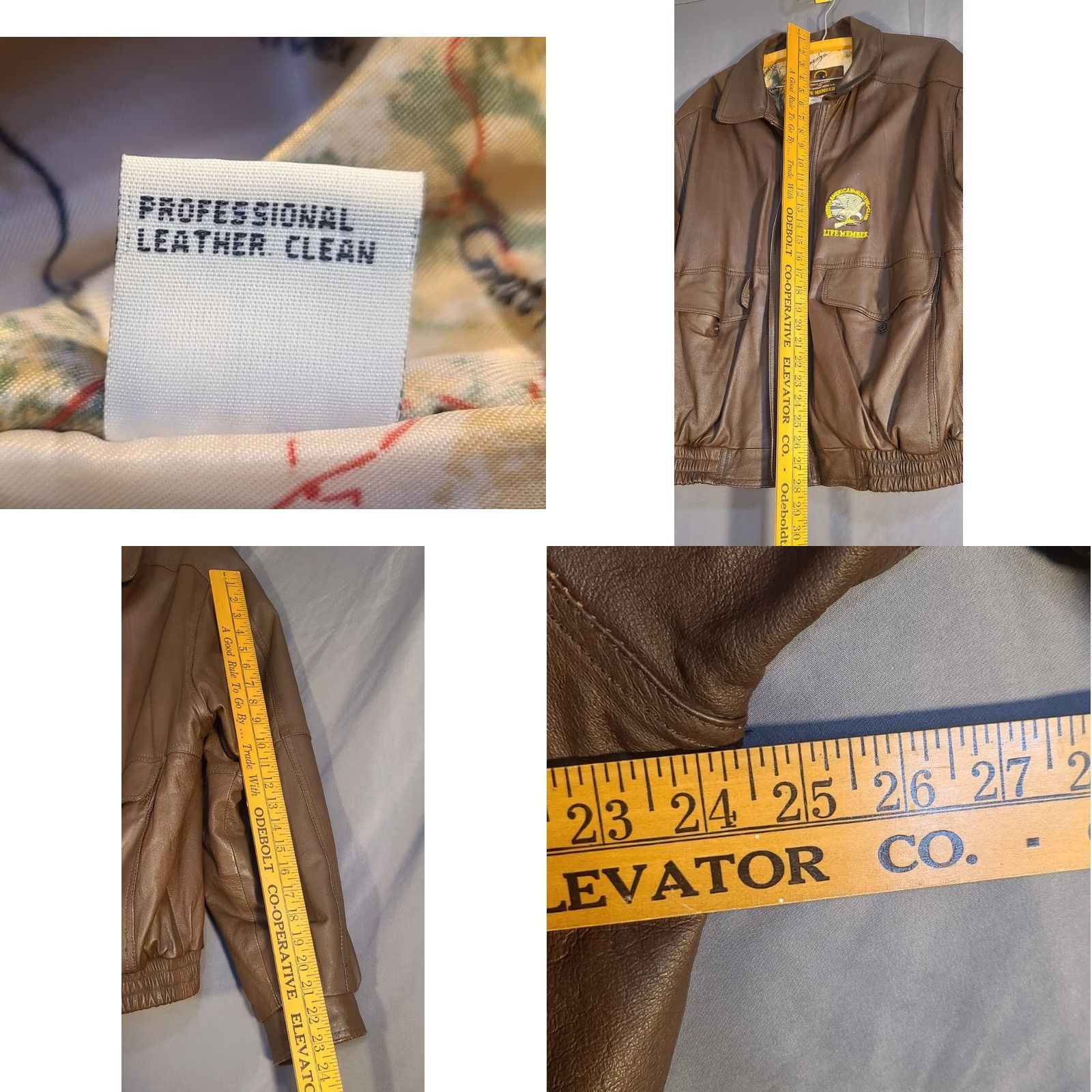 Vintage VINTAGE Life Members North American Hunting Club Leather Bomber Jacket Brown Large L Mens Regular Jacket Size US L / EU 52-54 / 3 - 9 Thumbnail