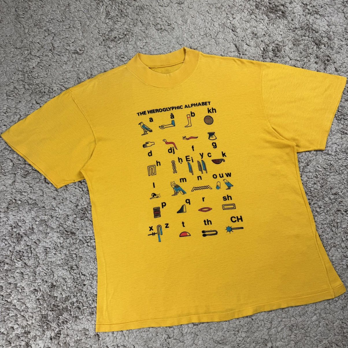 Vintage Vintage Egyptian Hieroglyphic Alphabet Graphic T-shirt Size US L / EU 52-54 / 3 - 3 Thumbnail
