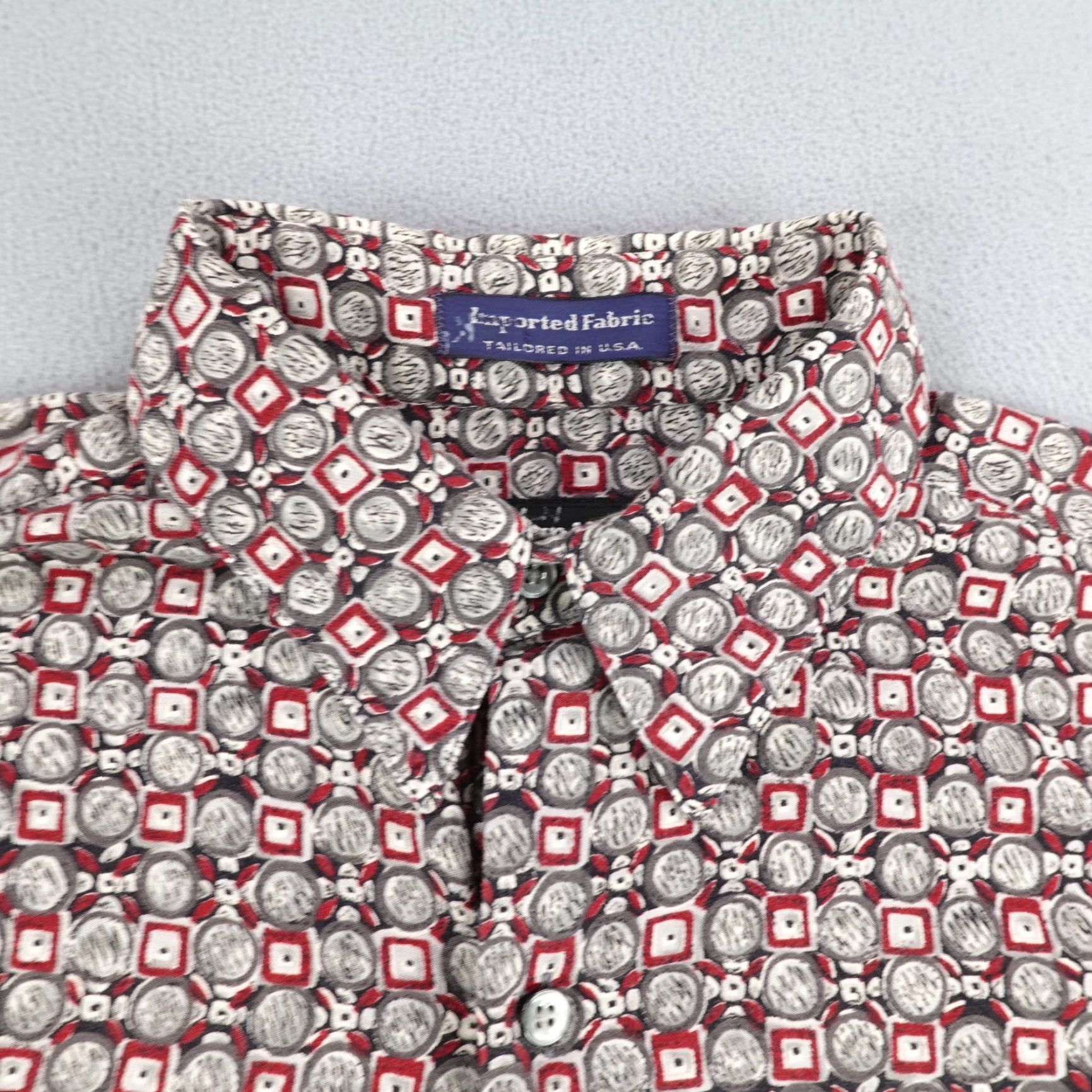 Neiman Marcus VINTAGE Neiman Marcus Shirt Men Medium Red Gray Block Print Button Up Made USA Size US M / EU 48-50 / 2 - 2 Thumbnail