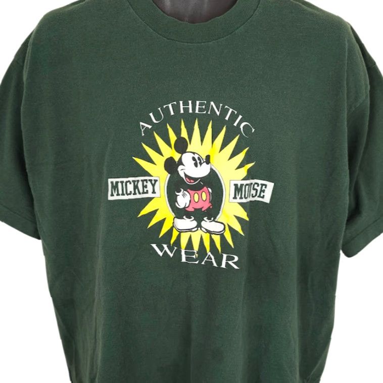Disney VINTAGE Disney T-Shirt Mens 2XL Green 90s Mickey Mouse Made In USA Shirt Size US XXL / EU 58 / 5 - 2 Thumbnail