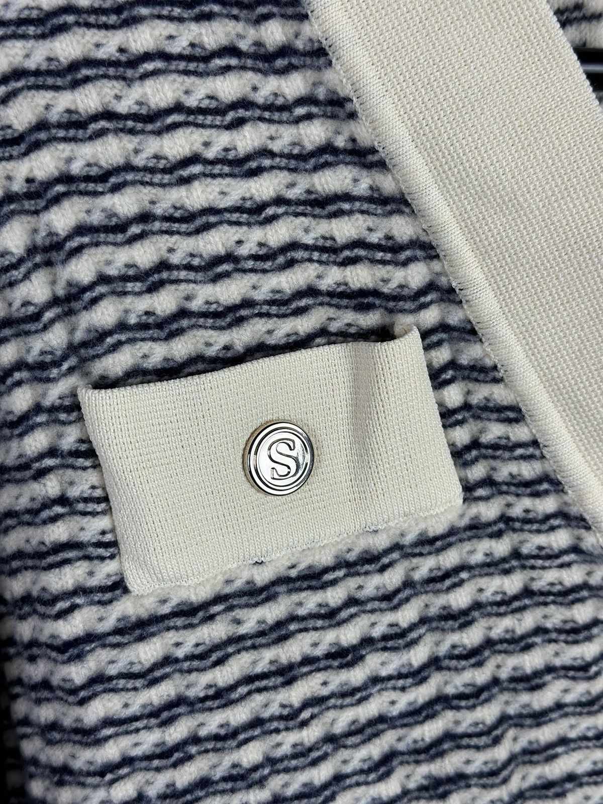Designer × Sandro SANDRO Striped V-neck Wool Cardigan Size 1 Size S / US 4 / IT 40 - 10 Thumbnail