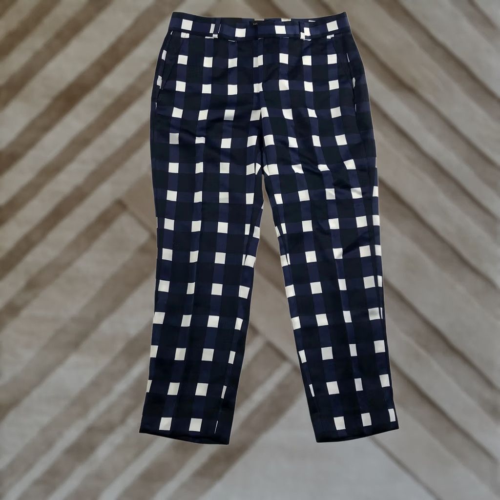 Banana Republic Banana Republic Avery Pants Petite 2 Slim Navy Blue White Gingham Check Ankle Size 26" / US 2 / IT 38 - 1 Thumbnail