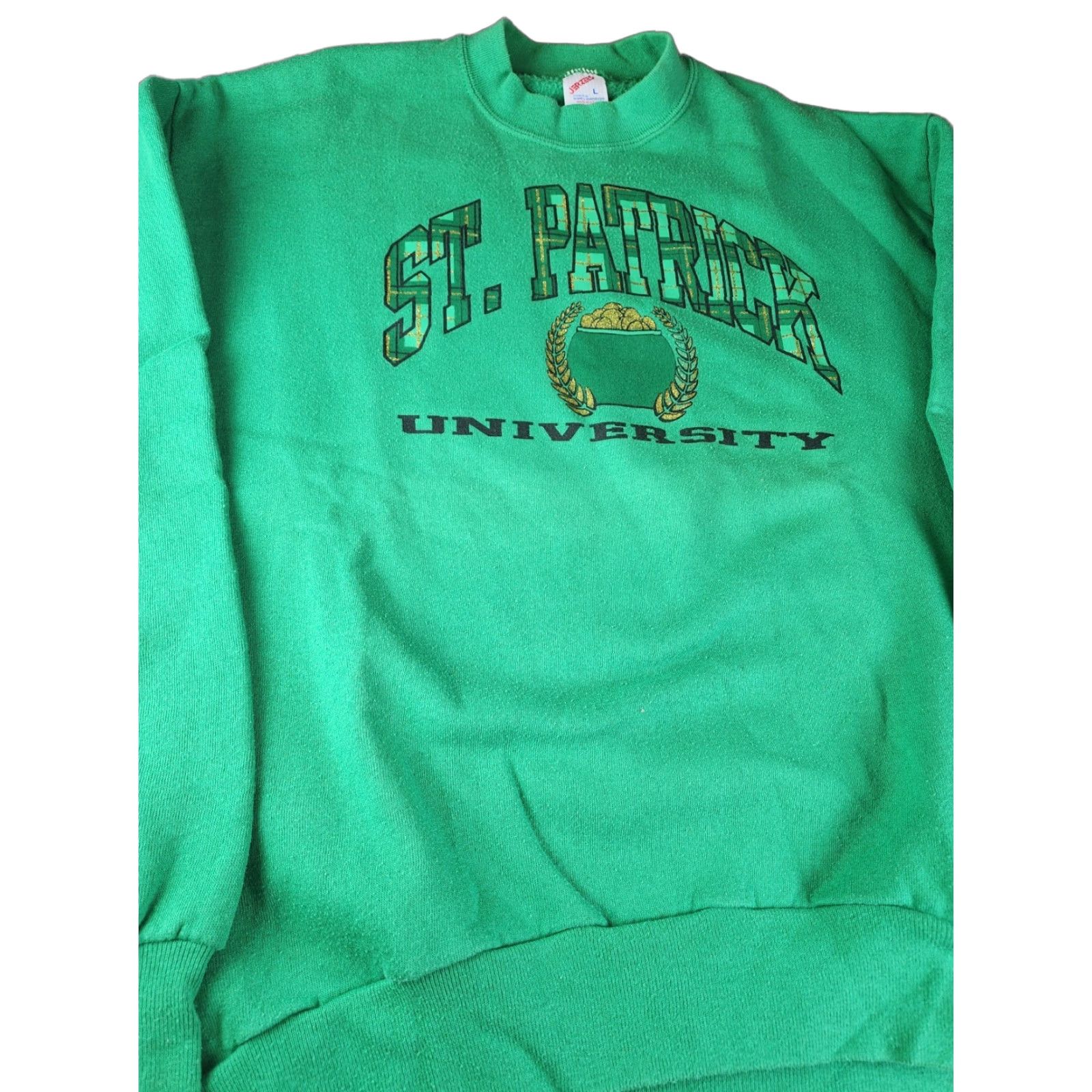 Jerzees VINTAGE Jerzees Sweatshirt USA St. Patrick Green L Mens Pullover Size Large Size US L / EU 52-54 / 3 - 1 Thumbnail