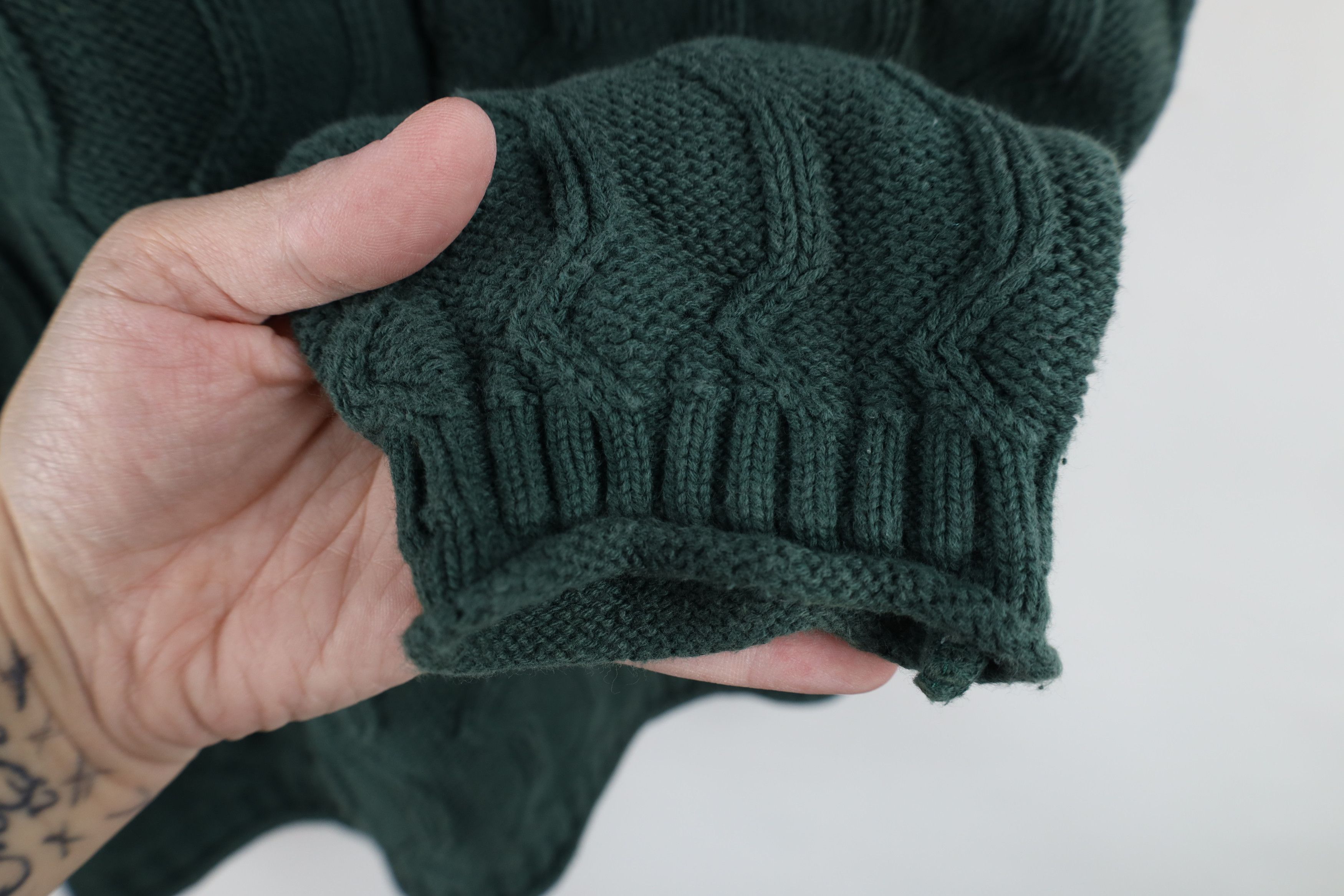 Esprit Vintage 90s Esprit Babydoll Marled Knit Sweater Green Cotton Size L / US 10 / IT 46 - 7 Thumbnail