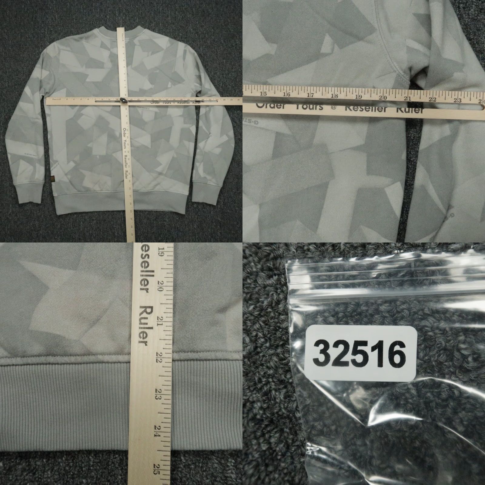 G-Star G Star Sweatshirt Mens M Gray Long Sleeve Crew Neck Pullover Geometric Abstract Tape AOP Size US M / EU 48-50 / 2 - 8 Thumbnail