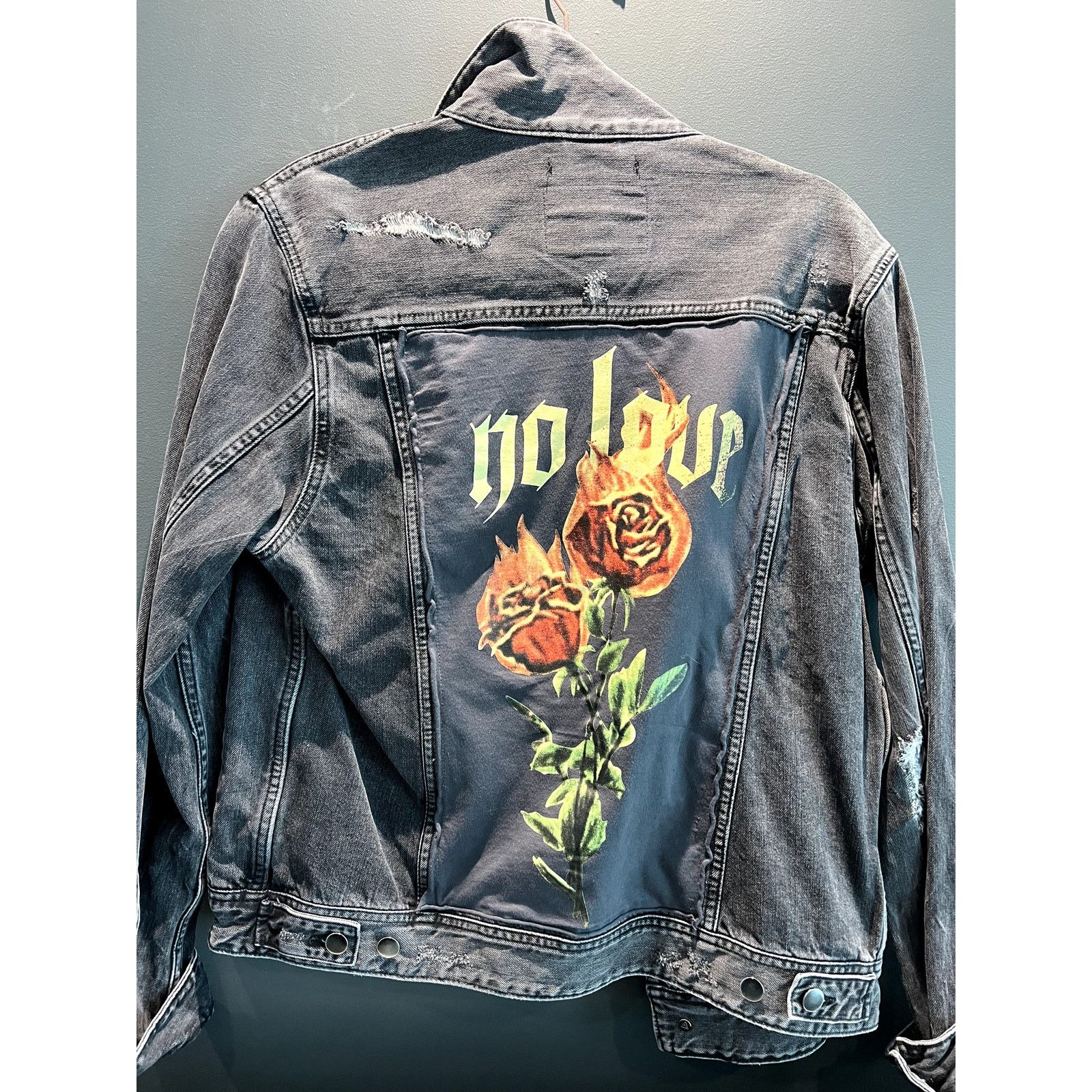 Guess GUESS Stressed Gray Denim Jacket “No Love” Near Mint Size US L / EU 52-54 / 3 - 2 Thumbnail