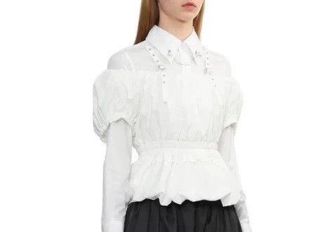 Comme des Garcons Comme Des Garcons White Pearl Collar Shirt Size M / US 6-8 / IT 42-44 - 6 Thumbnail