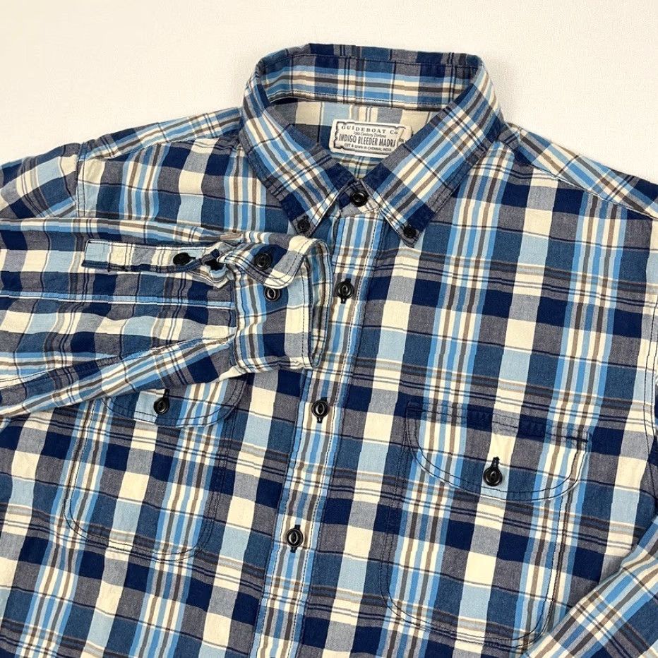 CO Guideboat Co Shirt Mens Large Blue Indigo Bleeder Madras Button Down Casual Prep Shirt Size US L / EU 52-54 / 3 - 2 Thumbnail
