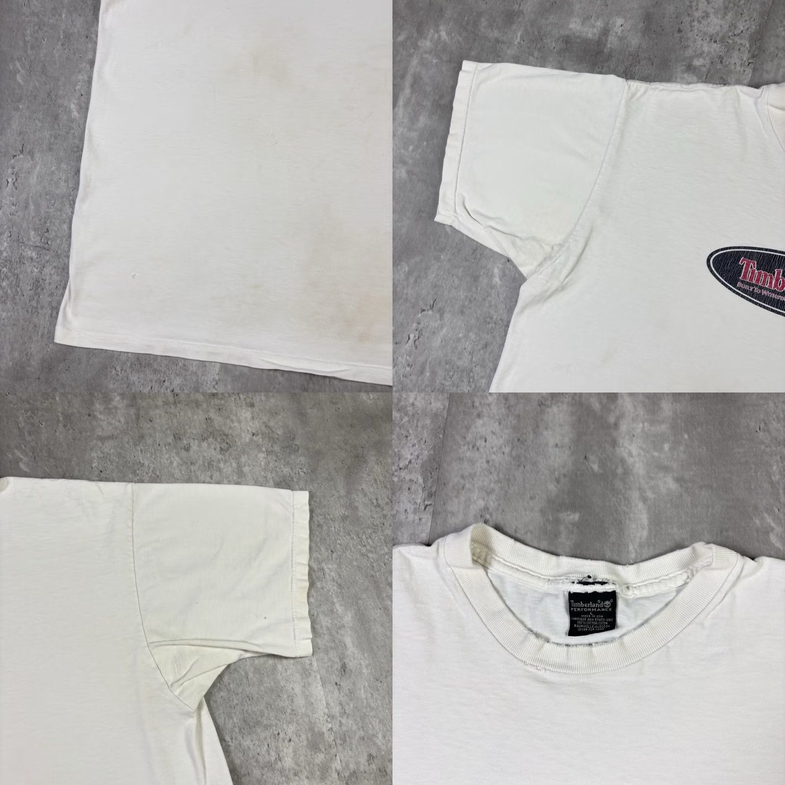 Timberland VINTAGE Timberland T Shirt Spell Out Logo Distressed Large 90s USA Mens White Cotton Crew Neck Short Sleeve Logo Button? Size US L / EU 52-54 / 3 - 8 Thumbnail