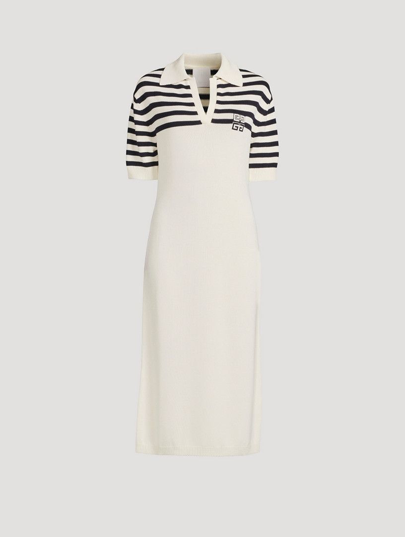 Givenchy o1w1db10325 Short Sleeves Long Polo Dress in White/Navy Size M / US 6-8 / IT 42-44 - 1 Thumbnail