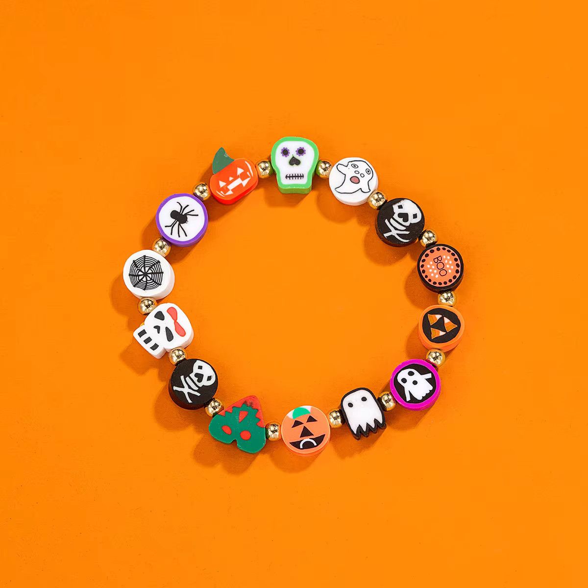 Jewelry Pumpkin Skull Ghost Spider Beaded Bracelets Size ONE SIZE - 4 Thumbnail