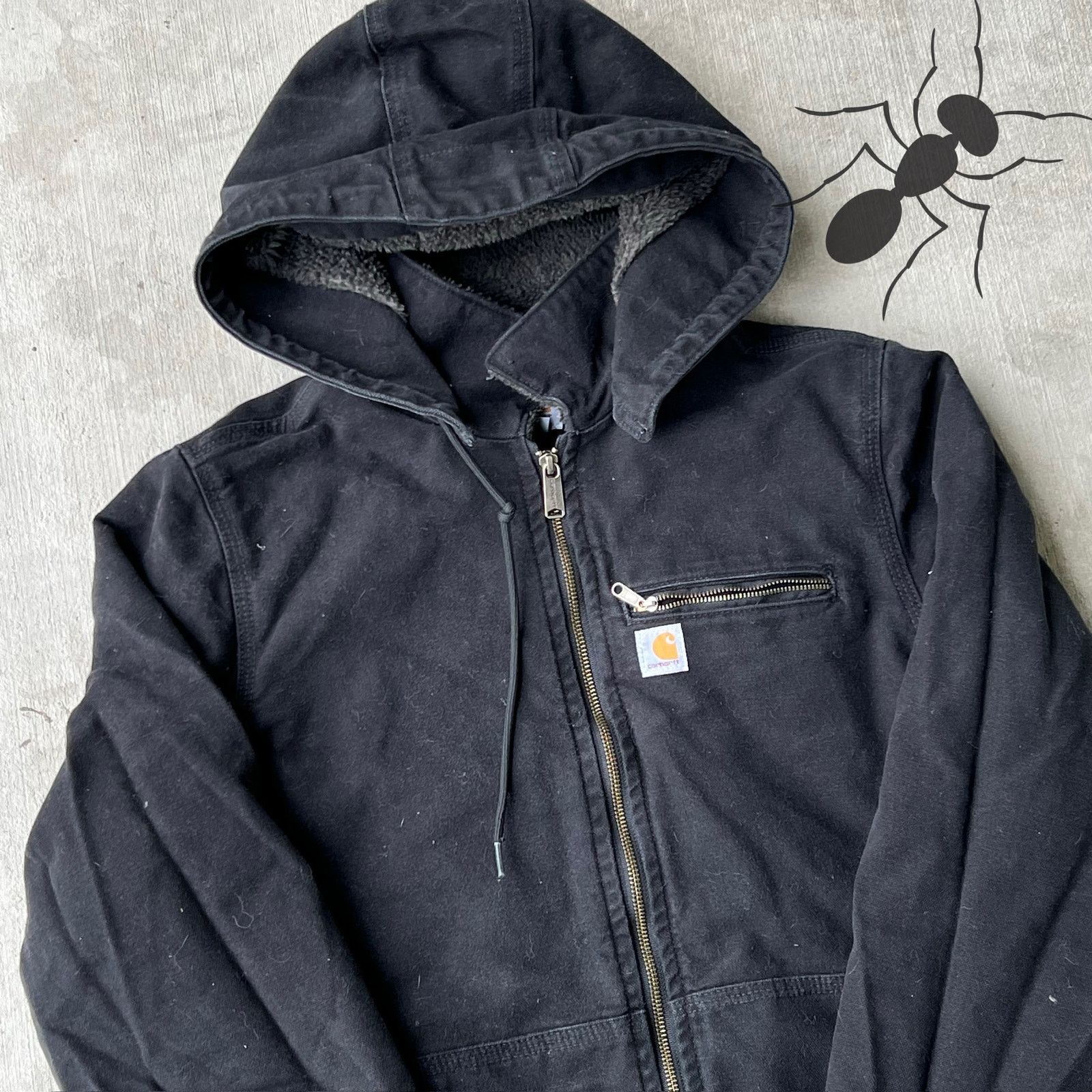 Carhartt × Vintage Carhartt WOMENS black hooded work wear jacket Size US L / EU 52-54 / 3 - 2 Thumbnail