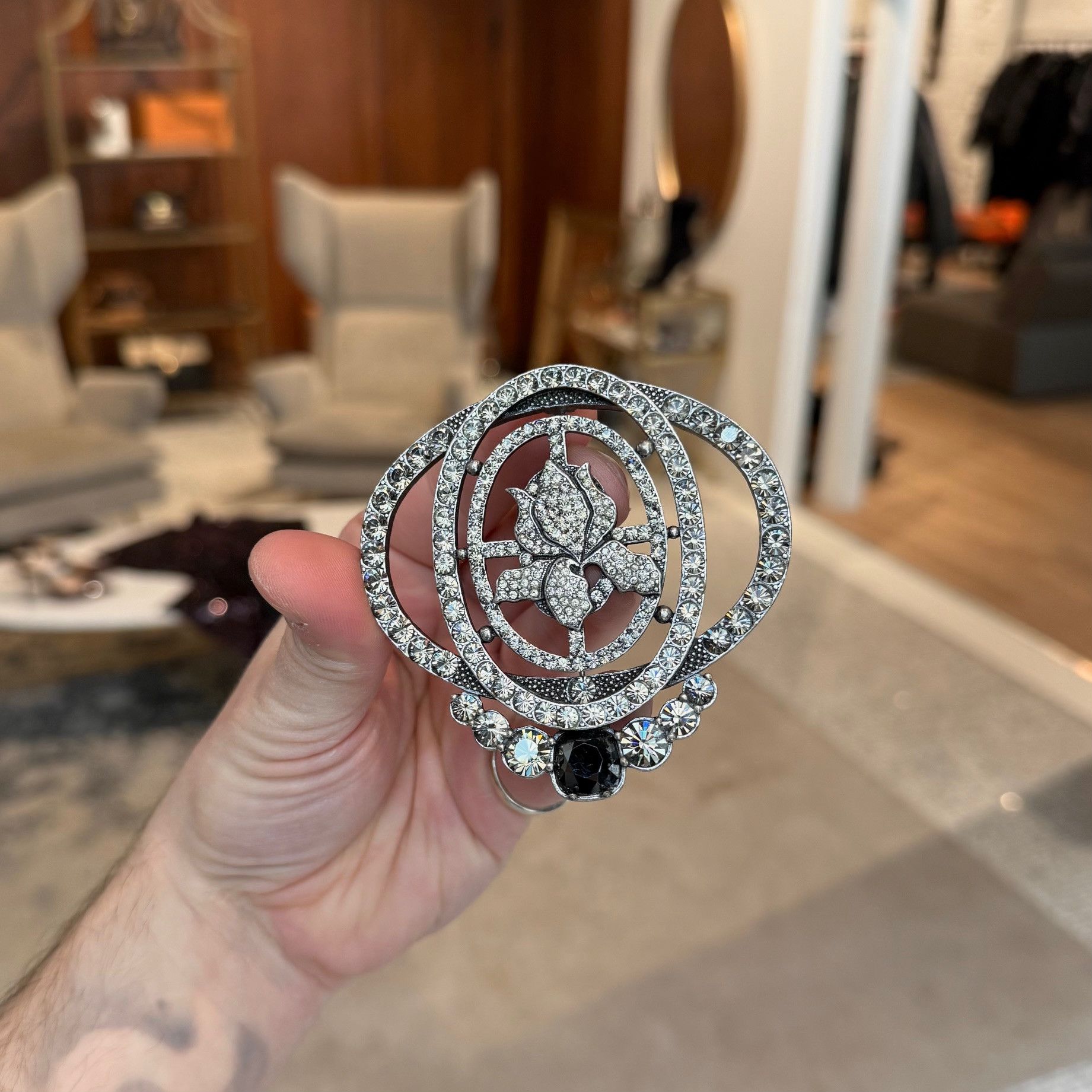 Lanvin Lanvin Crystal Embellished Floral Design Brooch Size ONE SIZE - 7 Thumbnail