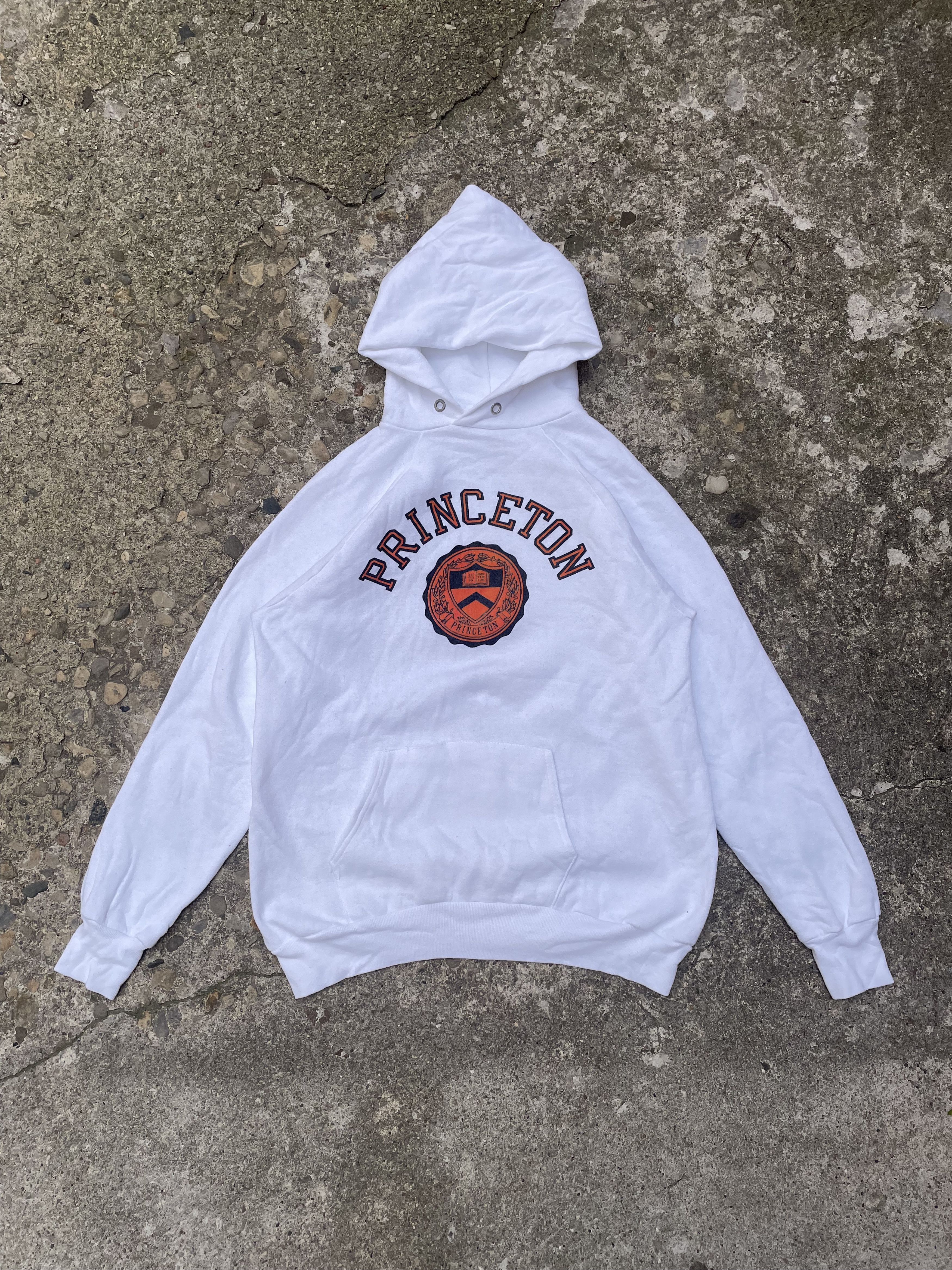 image of VTG 1980's Champion Princeton University Hoodie Sweatshirt in White, Men's (Size Large)