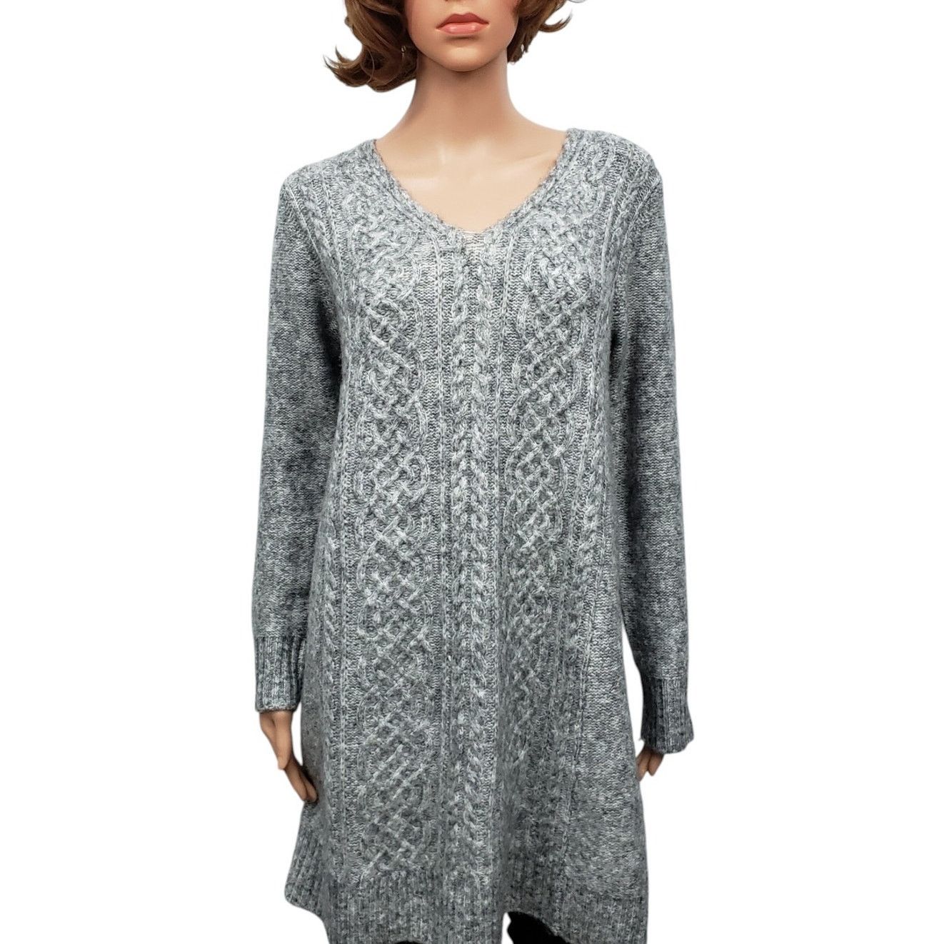 Other Max Studio Sweater Dress Cable Knit Long Sleeve V-Neck S Size S / US 4 / IT 40 - 3 Thumbnail