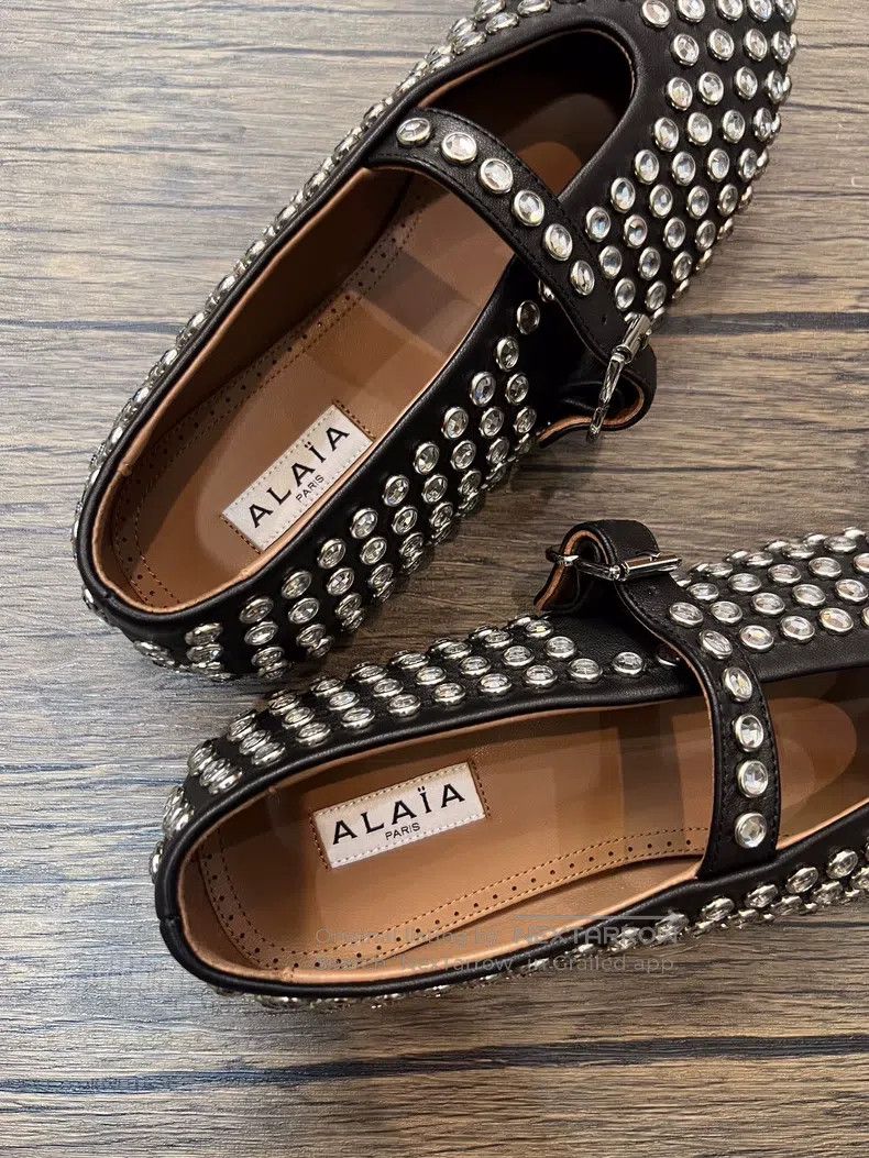 Alaia Alaia Black Crystal Accented Dance Flat Shoes Size US 6.5 / IT 36.5 - 4 Thumbnail
