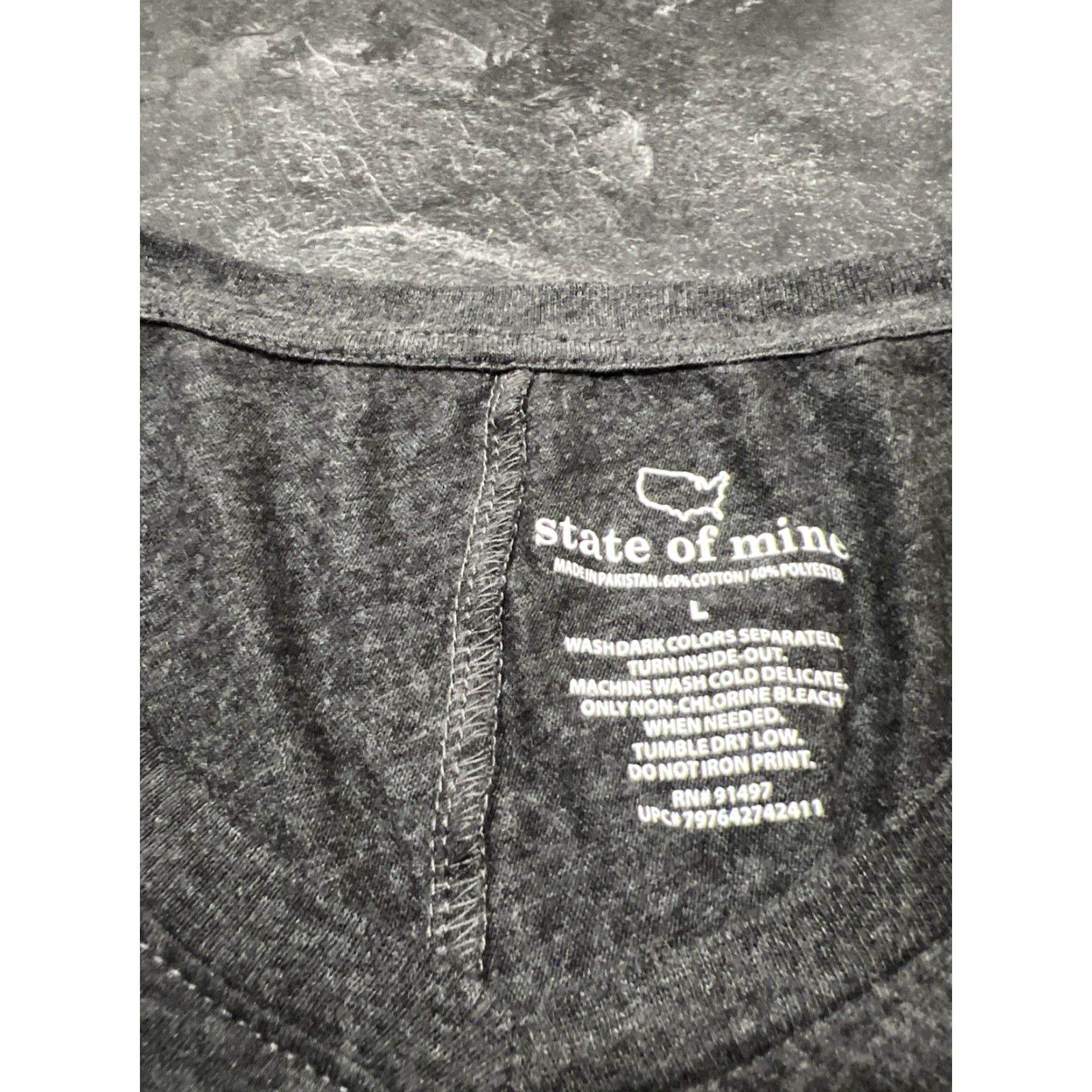 Vintage State of Mine Women’s 4th of July USA V-Neck T-Shirt Gray Charcoal Large Size L / US 10 / IT 46 - 4 Thumbnail