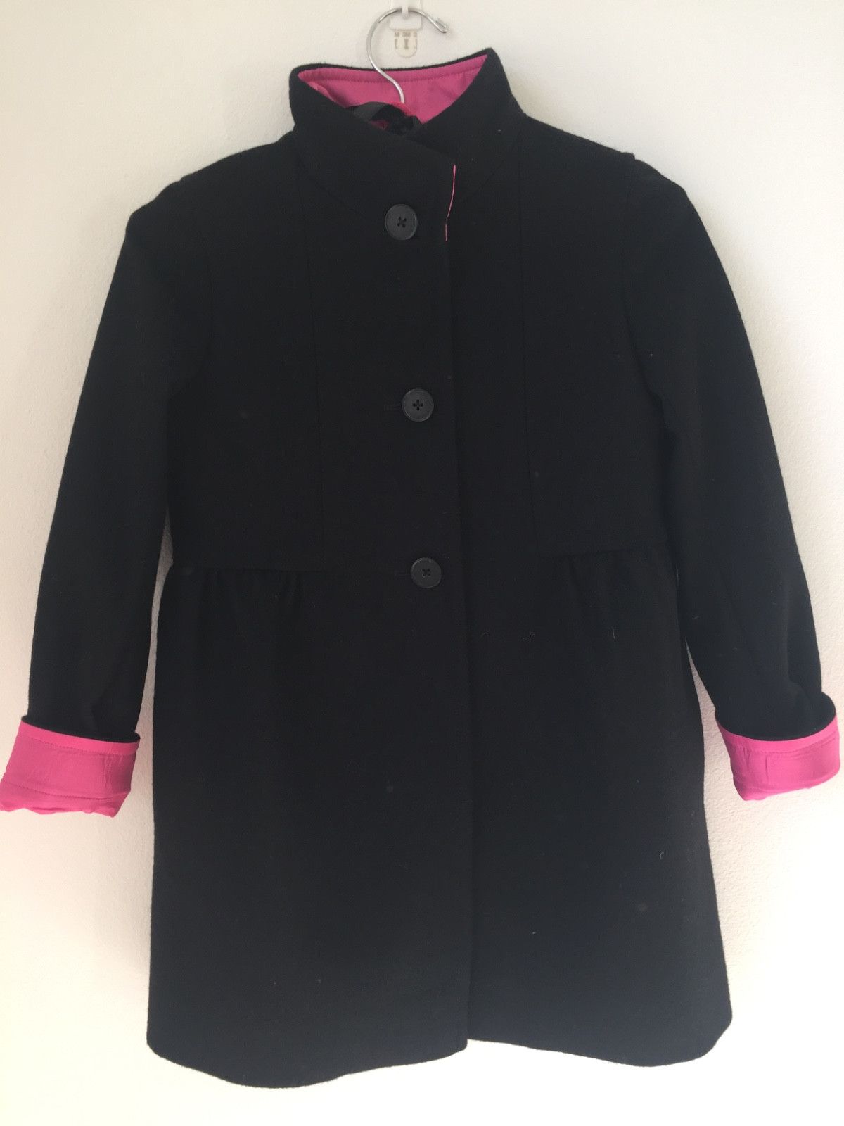 J.Crew BNWT Crewcuts by J.Crew Girls Black Coat w/ Pink Lin Size XXS / US 00 / IT 34 - 3 Thumbnail