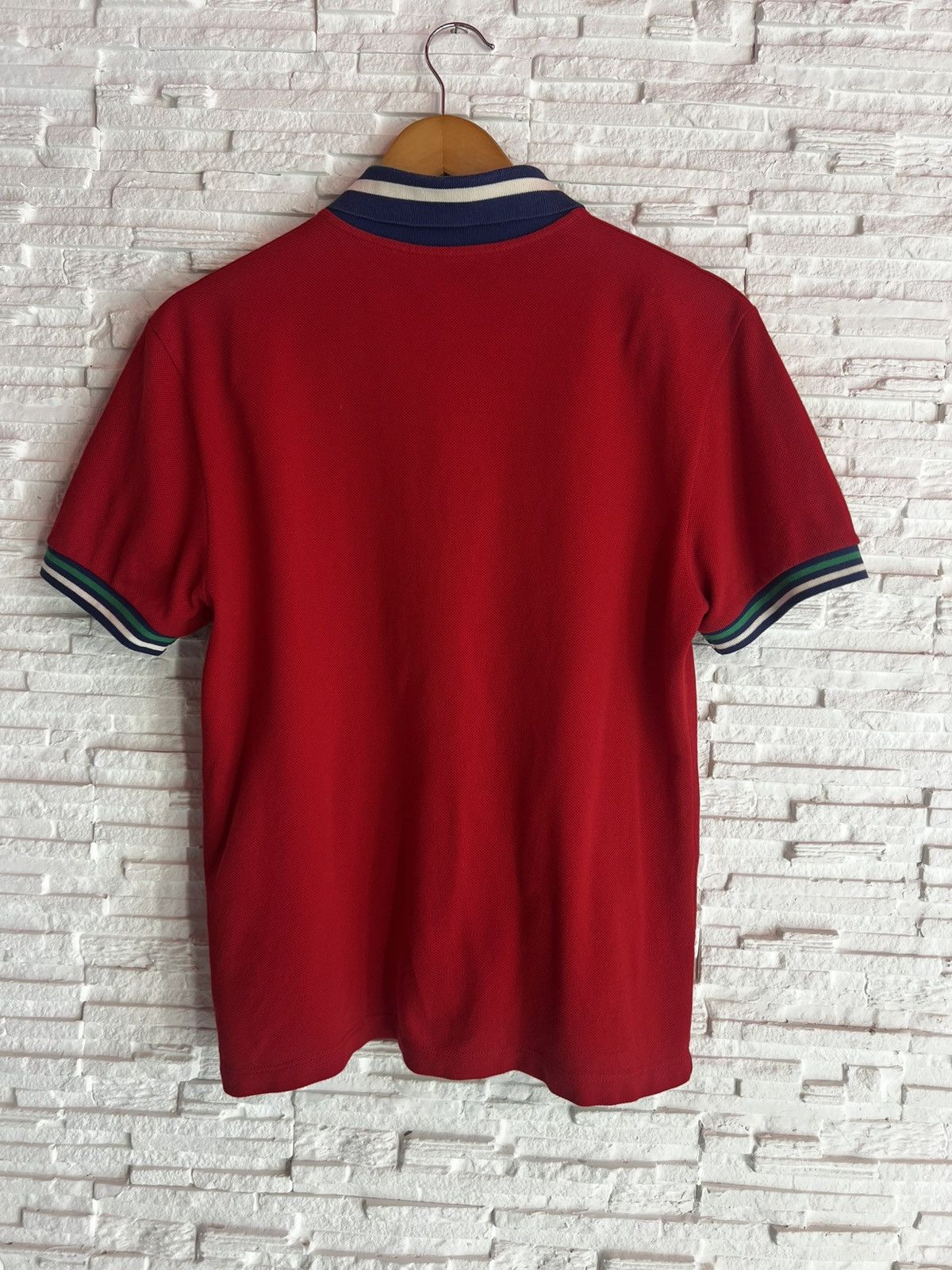Gucci Gucci Red Cotton Pique Contrast Detail Polo T-Shirt M Size US M / EU 48-50 / 2 - 2 Thumbnail
