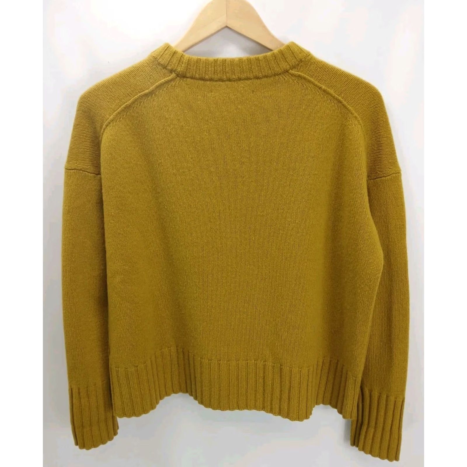 Allsaints Sweater Womens Xs Mustard Cashmere Crewneck Tight Knit Pullover Italian Yarn in Orange, Women's — image 2 of 6