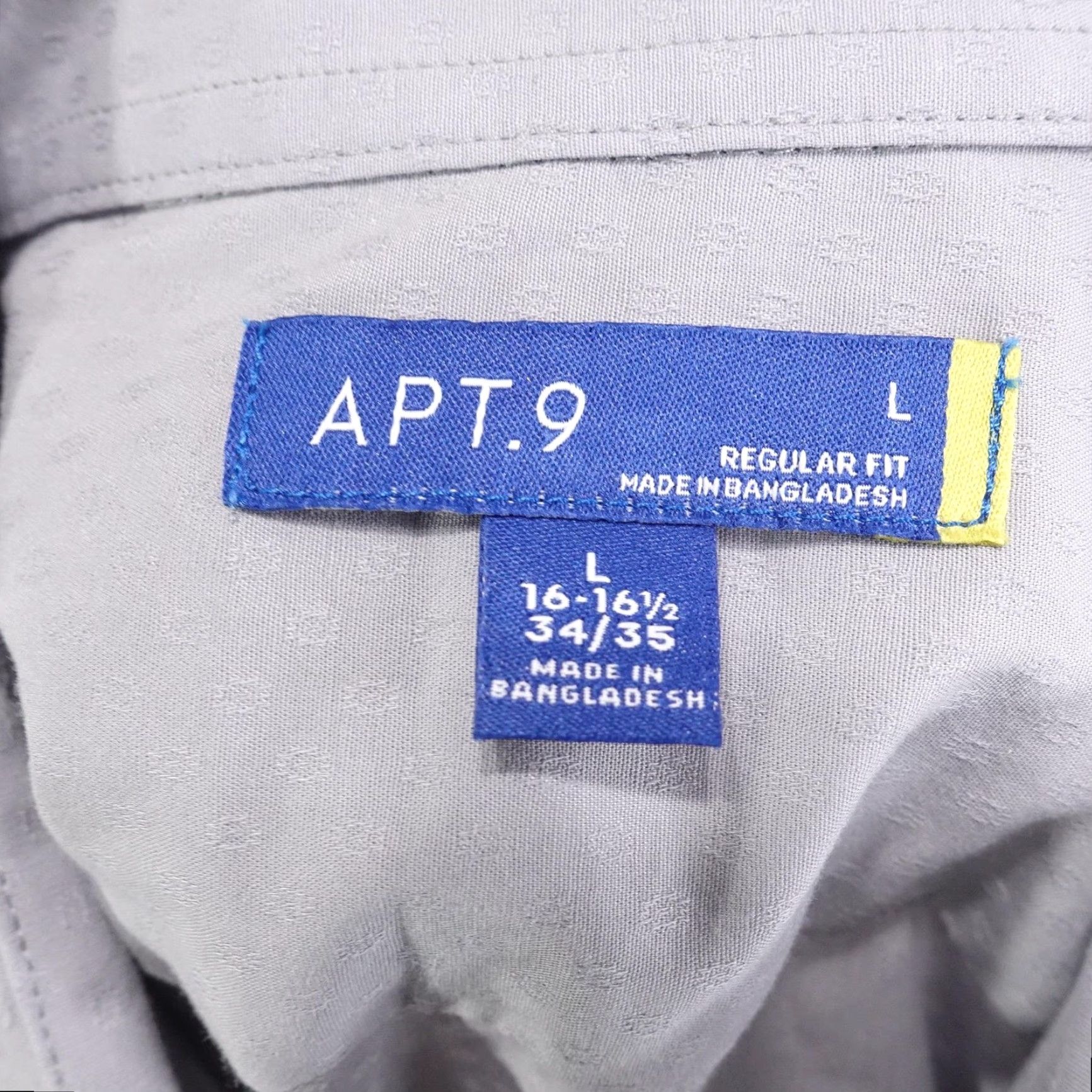 Apt. 9 VINTAGE? No. Then: Apt. 9 Dress Shirt Mens L Gray Regular Fit Long Sleeve 16.5 34/35 Cotton Spandex Stretch Button Front Collar Barrel Cuff Size 42R - 6 Thumbnail