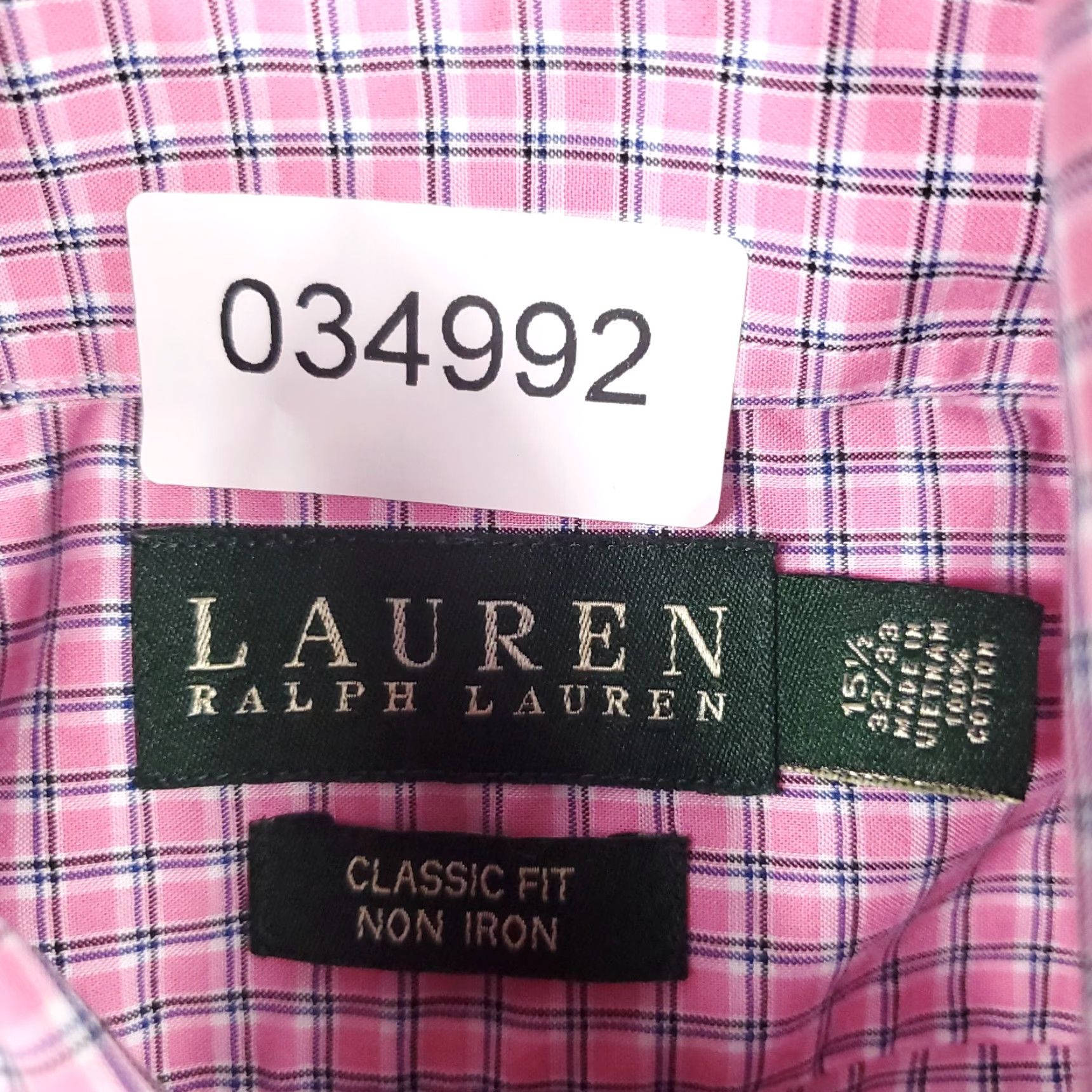Ralph Lauren Ralph Lauren Dress Shirt Mens 15.5 Pink Plaid Button-Down Long Sleeve Cotton Size 40R - 6 Thumbnail