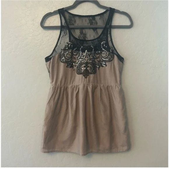 Miss Me Miss Me Sequined Lace Peplum Silk Blend Sz. L Baby Doll Tank Size L / US 10 / IT 46 - 1 Thumbnail