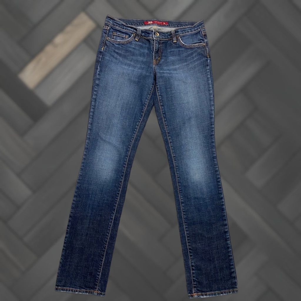 Express VINTAGE Express Jeans Women 29 Blue Denim Straight Slim Mid Rise 5-Pocket Button Zip USA Made Size 29" - 1 Thumbnail