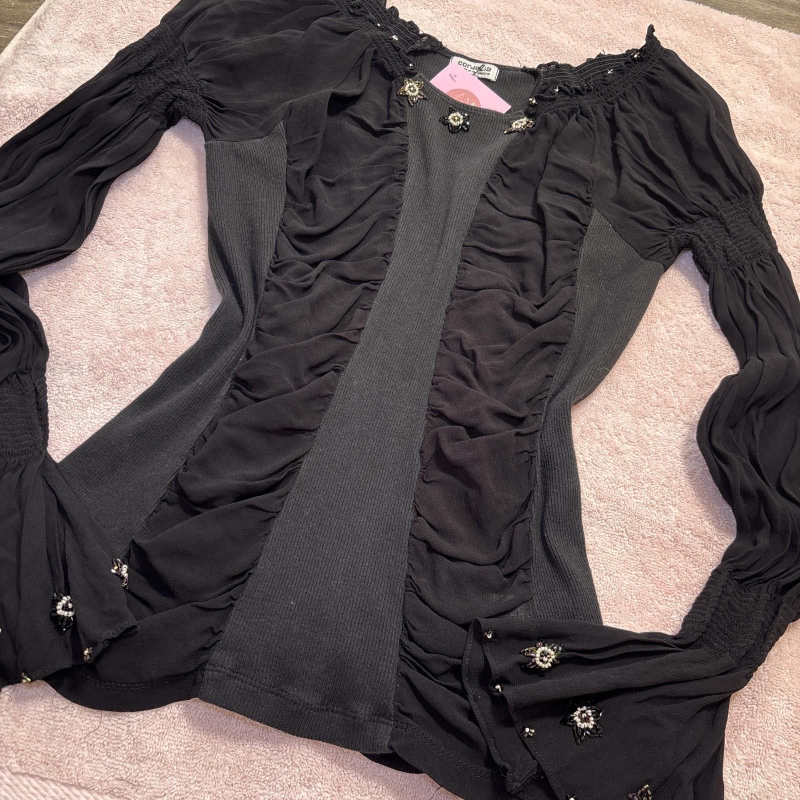 Other vintage beaded grunge silky euro blouse top Size L / US 10 / IT 46 - 3 Thumbnail