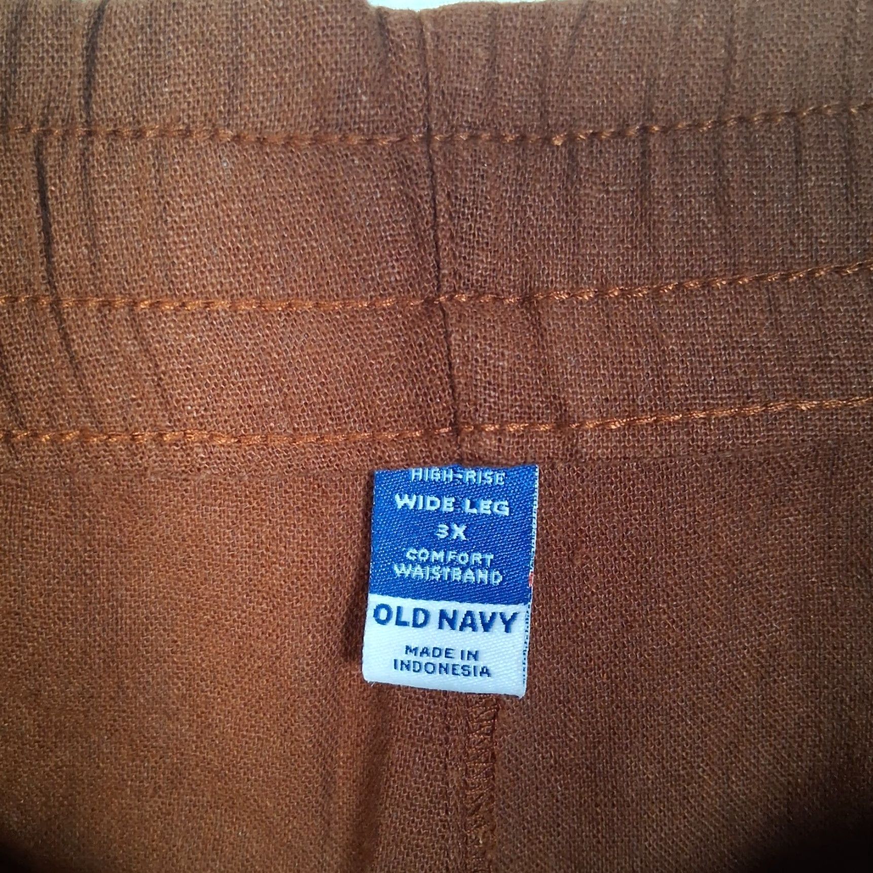 Old Navy Old Navy Navy Wide Leg Pants Plus Size 3X High Rise Brown Linen Blend Comfort Old Navy Comfort Pockets Size 40" / US 18 - 6 Thumbnail