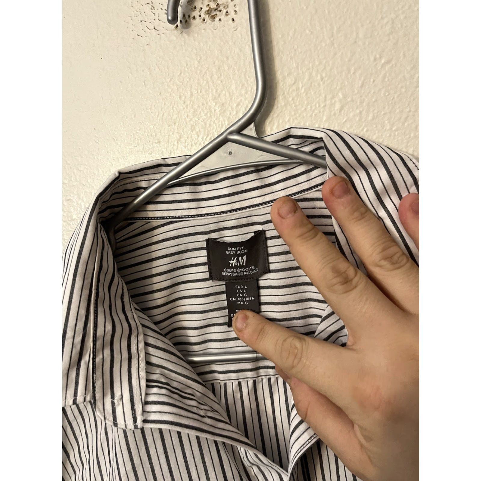 H&M H&M Shirt Button-Up Long-Sleeve Multicolor Striped Easy-Iron Large Slim Fit Men Size US L / EU 52-54 / 3 - 2 Thumbnail